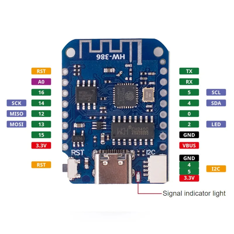 WEMOS D1 Mini V4.0.0 TYPE-C USB WIFI Internet of Things Board based ESP8266 4MB LOLIN 12C MicroPython Nodemcu Arduino Compatible