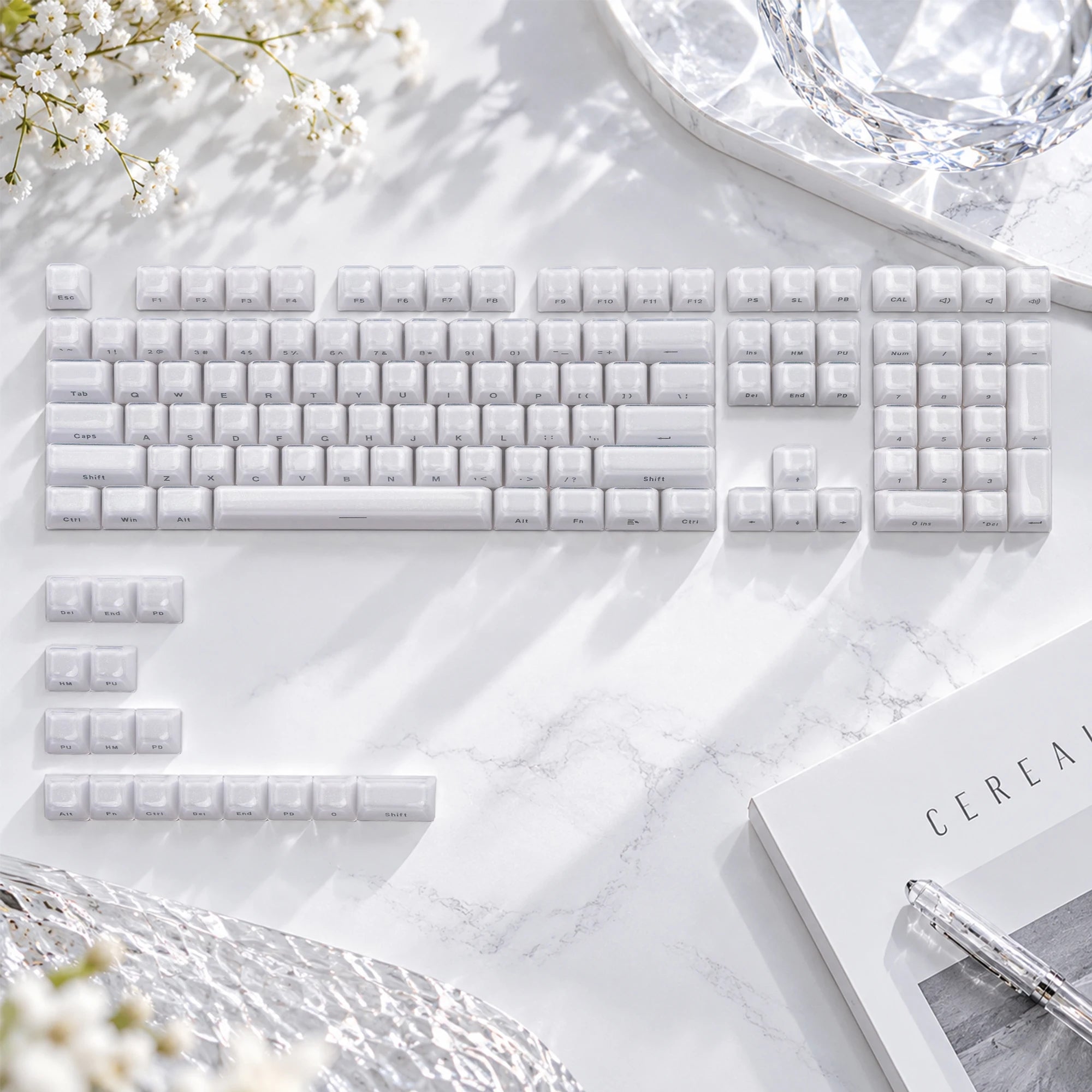 OEM Profile Pink Jello Crystal Keycap Translucent Clear Keyboard Keycap for Cherry Gateron MX Switches Mechanical Gamer Keyboard