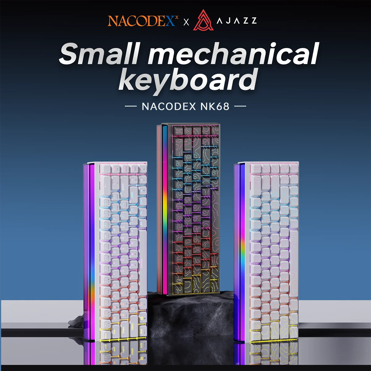 Mechanical Keyboard AJAZZ NK68 68-key hot-swappable gaming keyboard with RGB backlit keys ergonomic design and USB wired