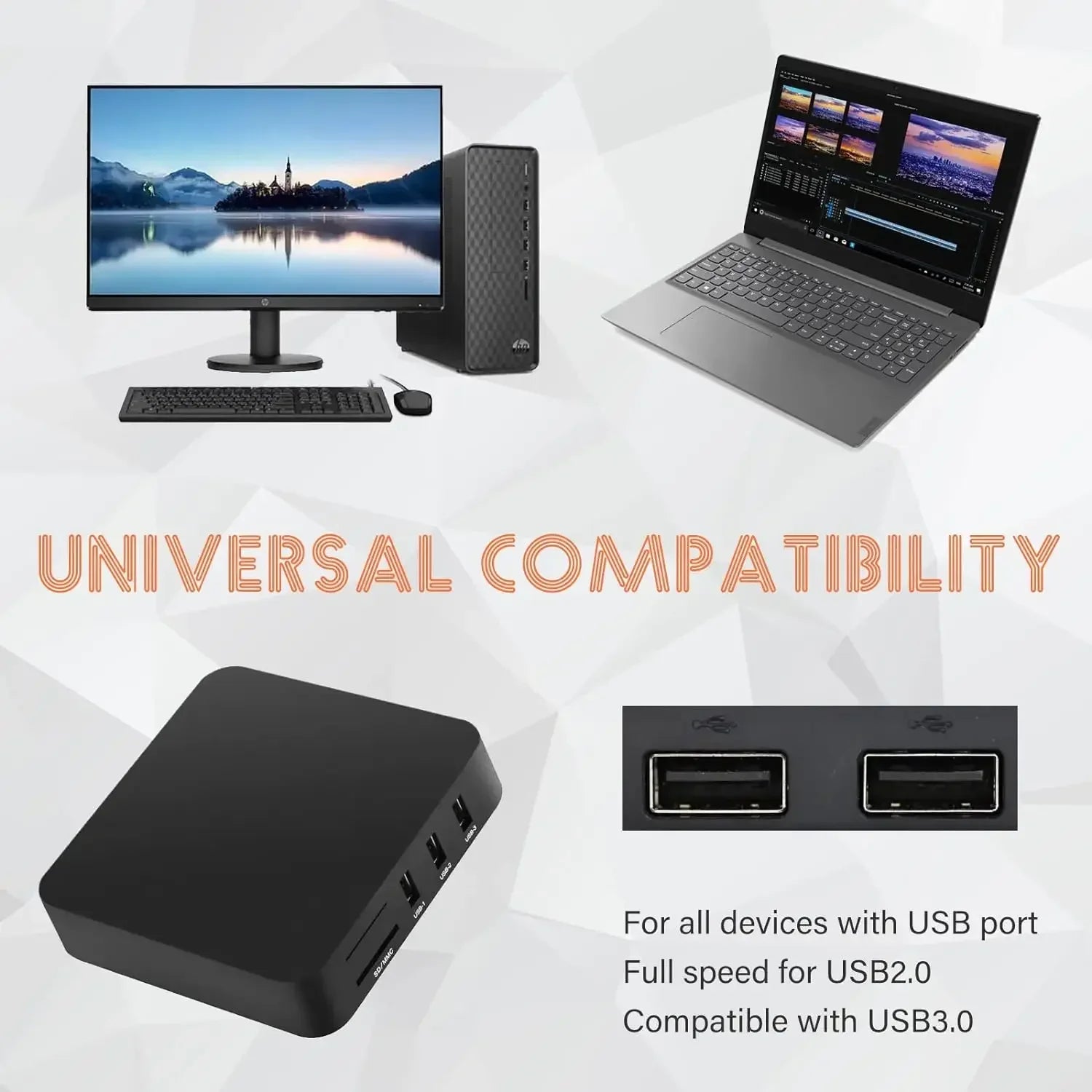 USB All-In-One Memory Card Reader External SD SDHC Mini Micro M2 MMC XD CF for MP3 Digital Camera