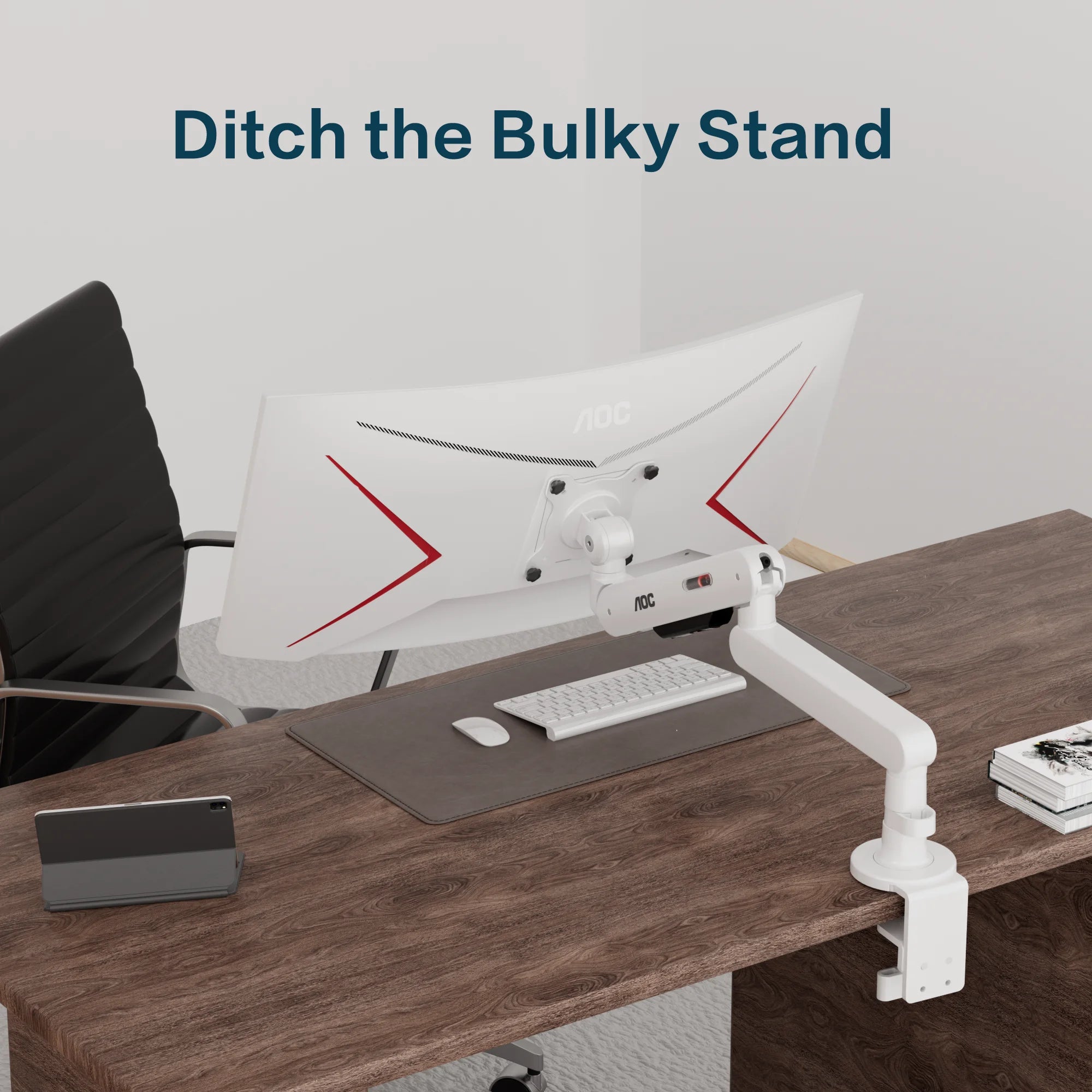 AOC AM406PLUS Premium Aluminum Adjustable Single Monitor Mount Desktop Bracket Display Arm Holder Desktop Clamp Stand Home Office Monitor Stand