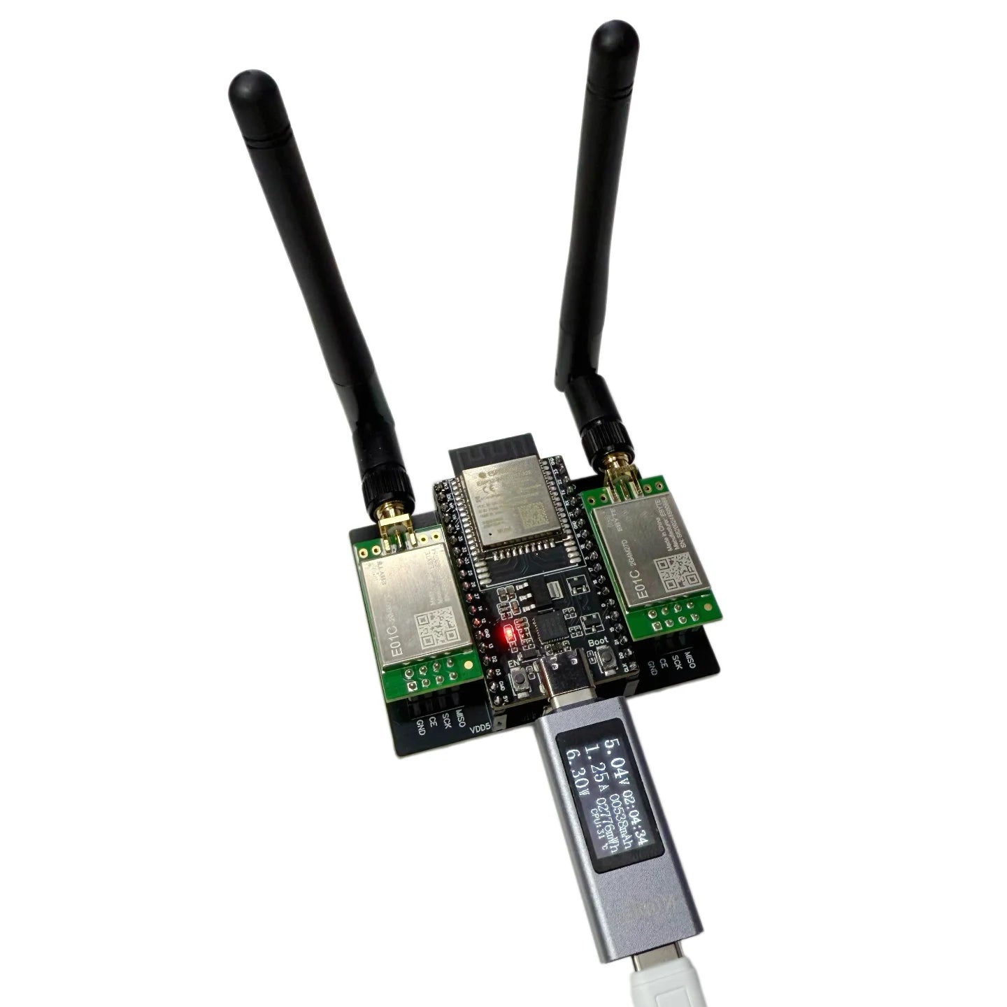 NRF24L01 High Power Version with ESP32-DevKitC+E01C 5V2A Power Supply for Long Distance 2.4G Bluetooth Testing