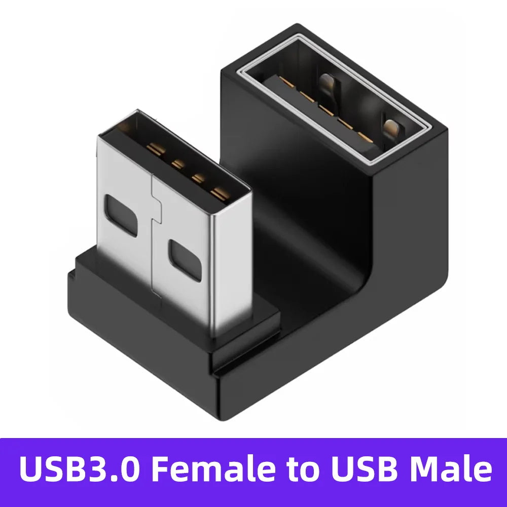 90 Degree USB 3.0 Male to Female Right Angle Extension Adapter USB Upward Elbow Adapter 10Gbps For Laptop PC Connector Converte