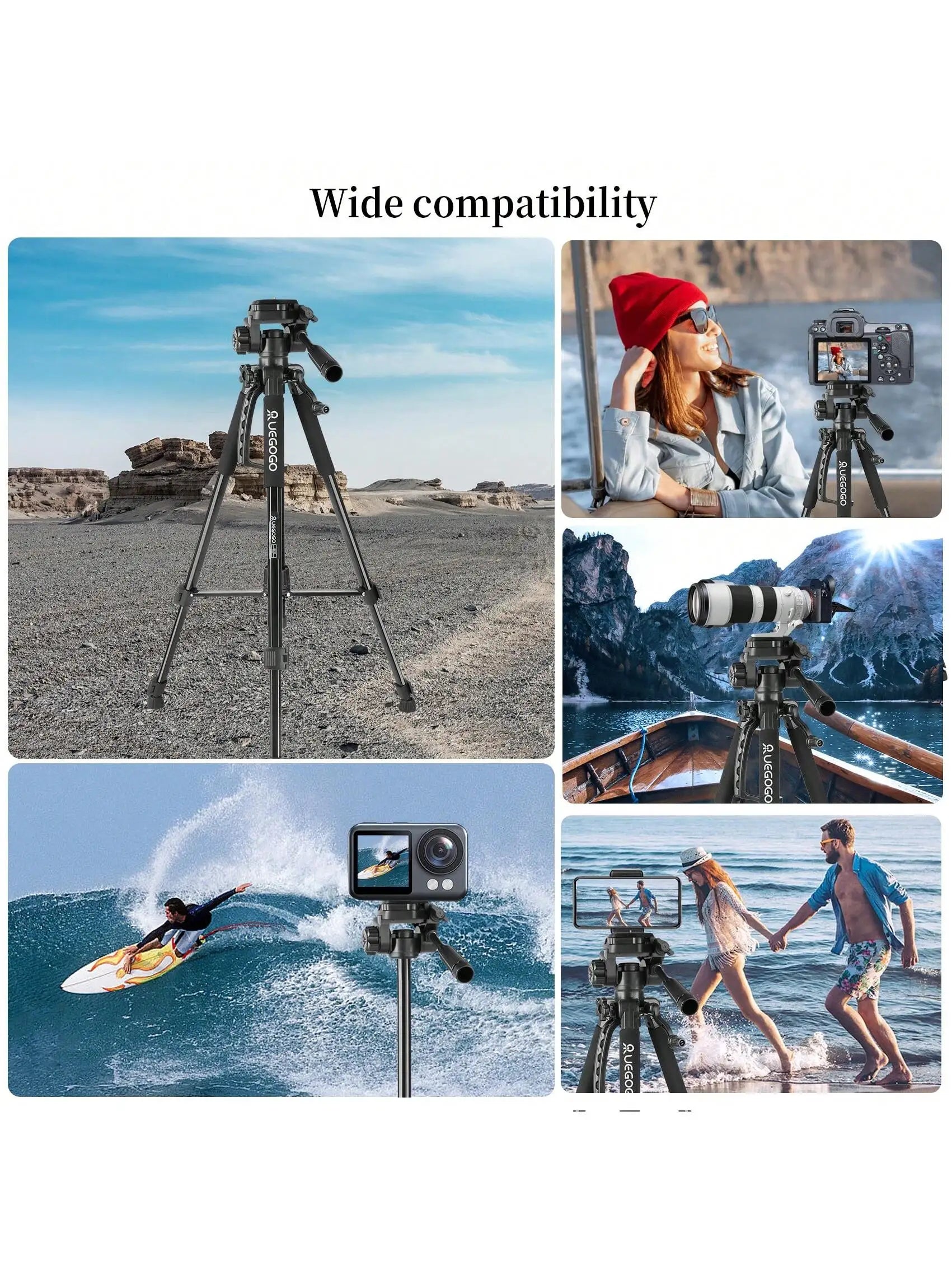 152cm Tripod Stand, 60 Inch Professional Camera Tripod Kit - Sturdy, Portable, With Carry Bag And Phone Holder