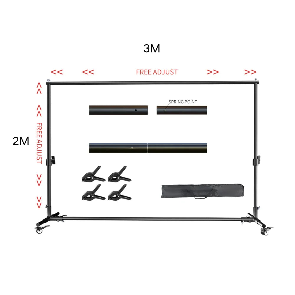 Background Stand 2.4X3.0M Double-Crossbar for Backdrop Frame Support SystemPhotography Photo Studio Video Muslin Green Screen