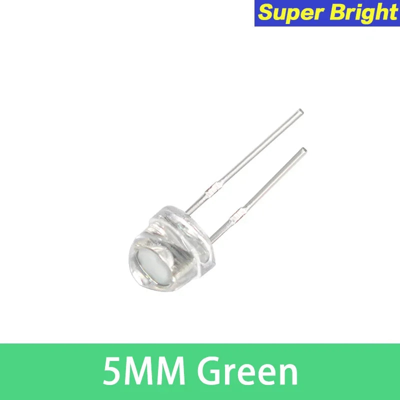 50/100PCS Straw Hat LED 5mm Super Bright LED Diode F5 Light Emitting Diode Blue Green Red Yellow White, for DIY Electronic