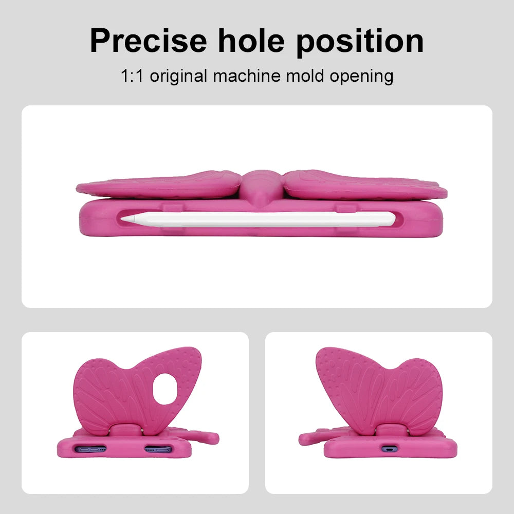 3D Butterfly Case For iPad 10.9 7th 8th 9th 10th 11" Air 5 4 3 2 1 Pro 10.5 9.7 Kids EVA Cover For iPad 2 3 4 Mini 7 6 5 4 3 2 1