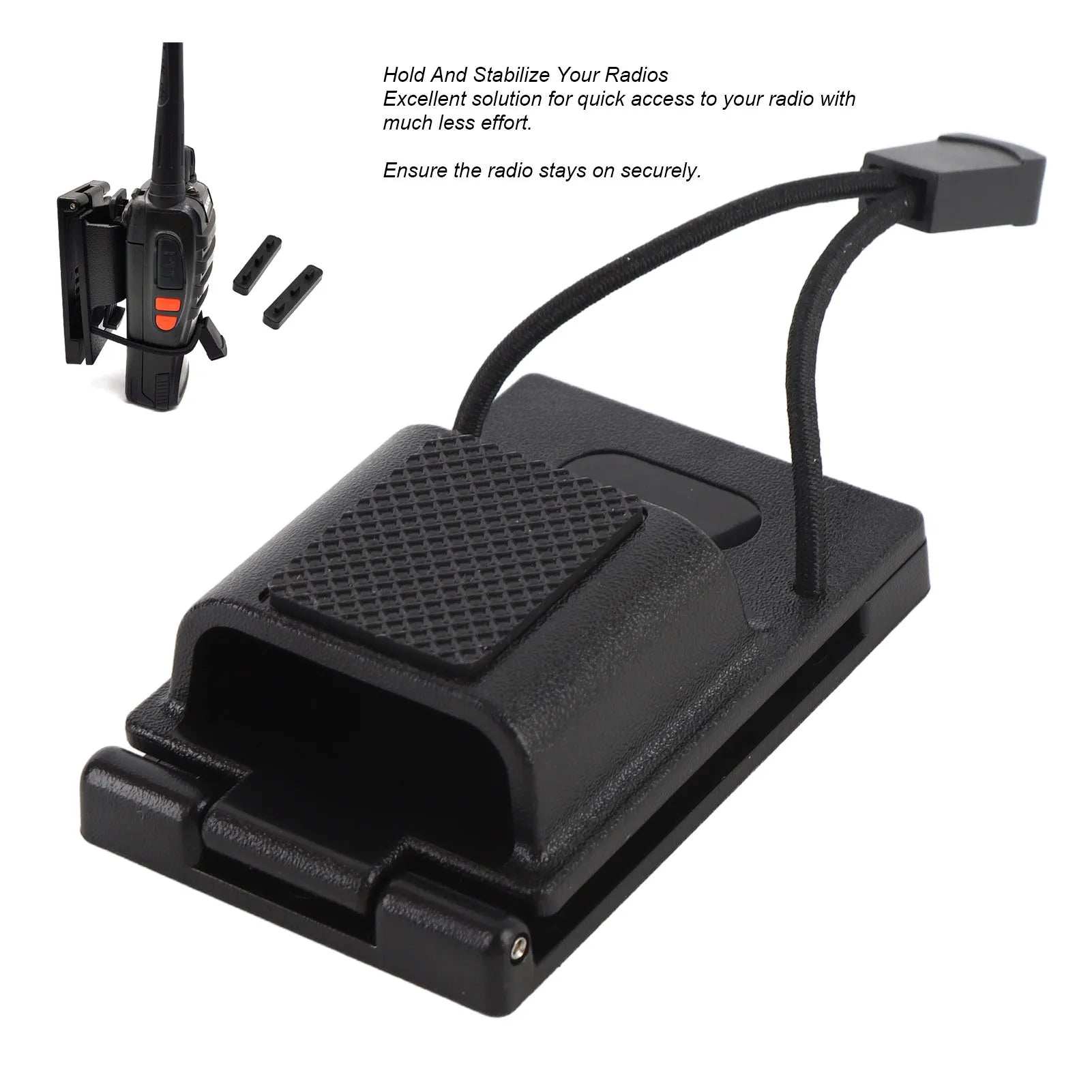 2 Way Radio Holster Black Secure Compact Radio Belt Clip Holder Anti Slip ABS for Law Enforcement Duty Belt