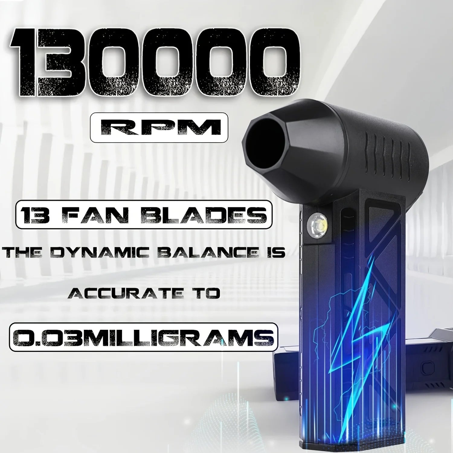 Brushless Turbo Jet Fan Blower, 130,000 RPM, LED + 4-Speed Adjustment Powerful Electric Air Blower, Vacuum Dust Cleaner, Portable Dust Cleaner, High-Powered Fan