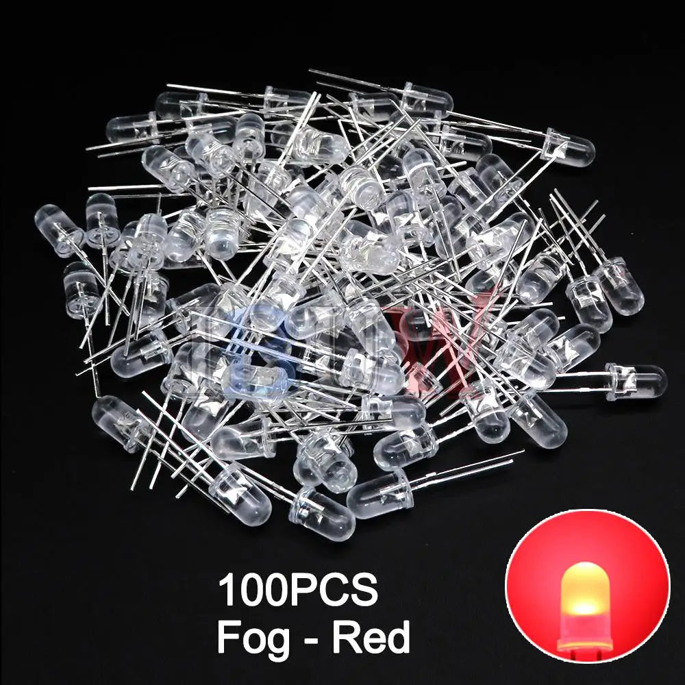 100PCS/LOT 5mm LED Diode F5 Assorted Kit IBUW White Green Red Blue Yellow Orange Pink Purple Warm White DIY Light Emitting Diode