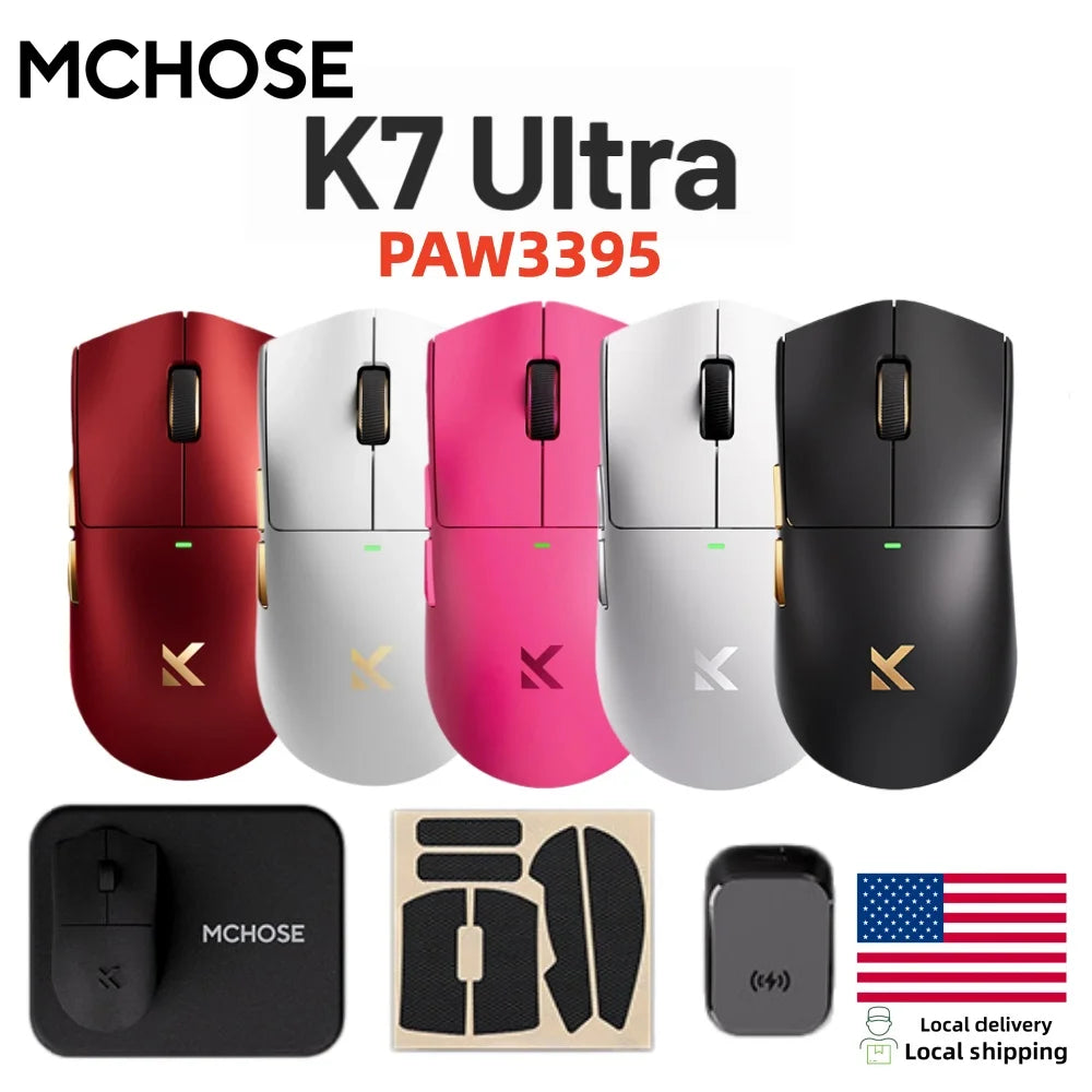 MCHOSE K7 Ultra Wireless Gaming Mouse PAW3950 Dual 8K Polling Rate Lightweight Magnetic Wireless Charging Dock Esports Office