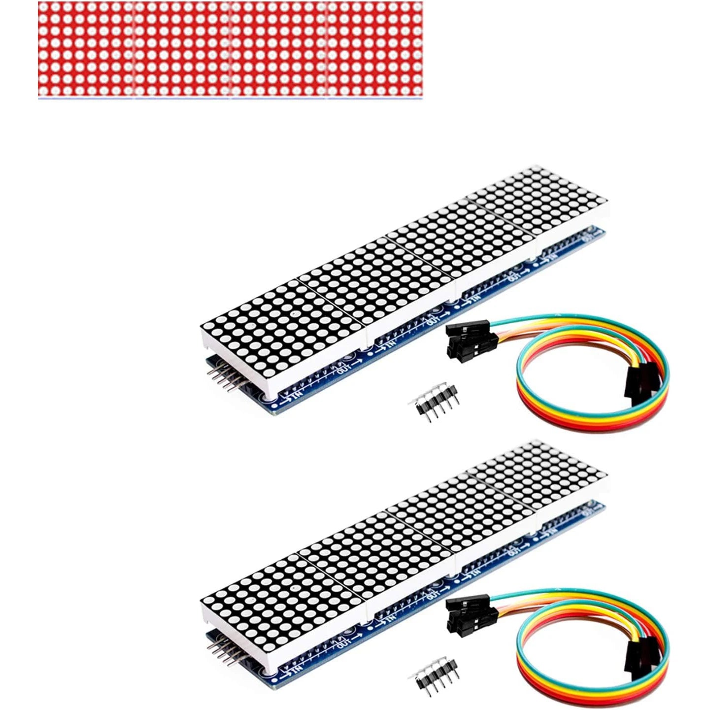 1pcs MAX7219 Dot Matrix Module Red Light 4 in 1 Display for Arduino Microcontroller with 5Pin Line Christmas Decoration DIY