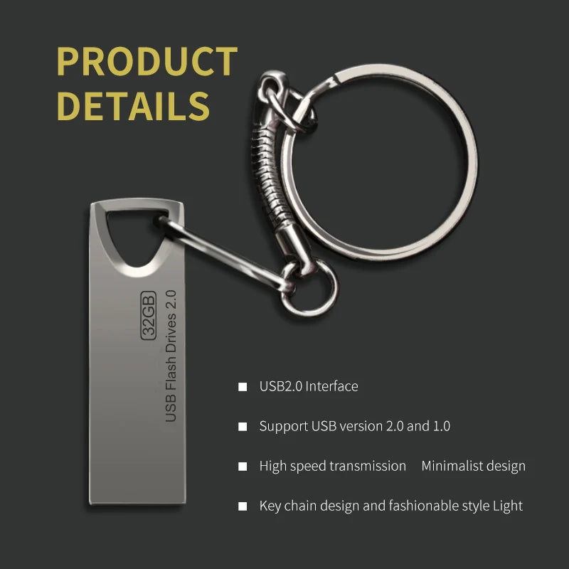 2025 New Innovation 3.0 USB Flash Drive Pen Drives 128GB 64GB 32GB USB 2.0 Metal Stick  Pendrive Flash Drive For Laptop/PC/Car