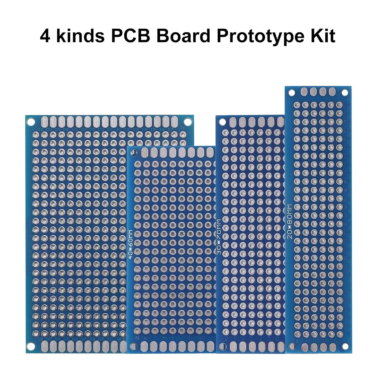 20pcs PCB Kit Board Prototype Breadboard Double Sided Circuit Boards Blue 2x8 3x7 4x6 5x7cm Universal PCB Experiment Boards DIY