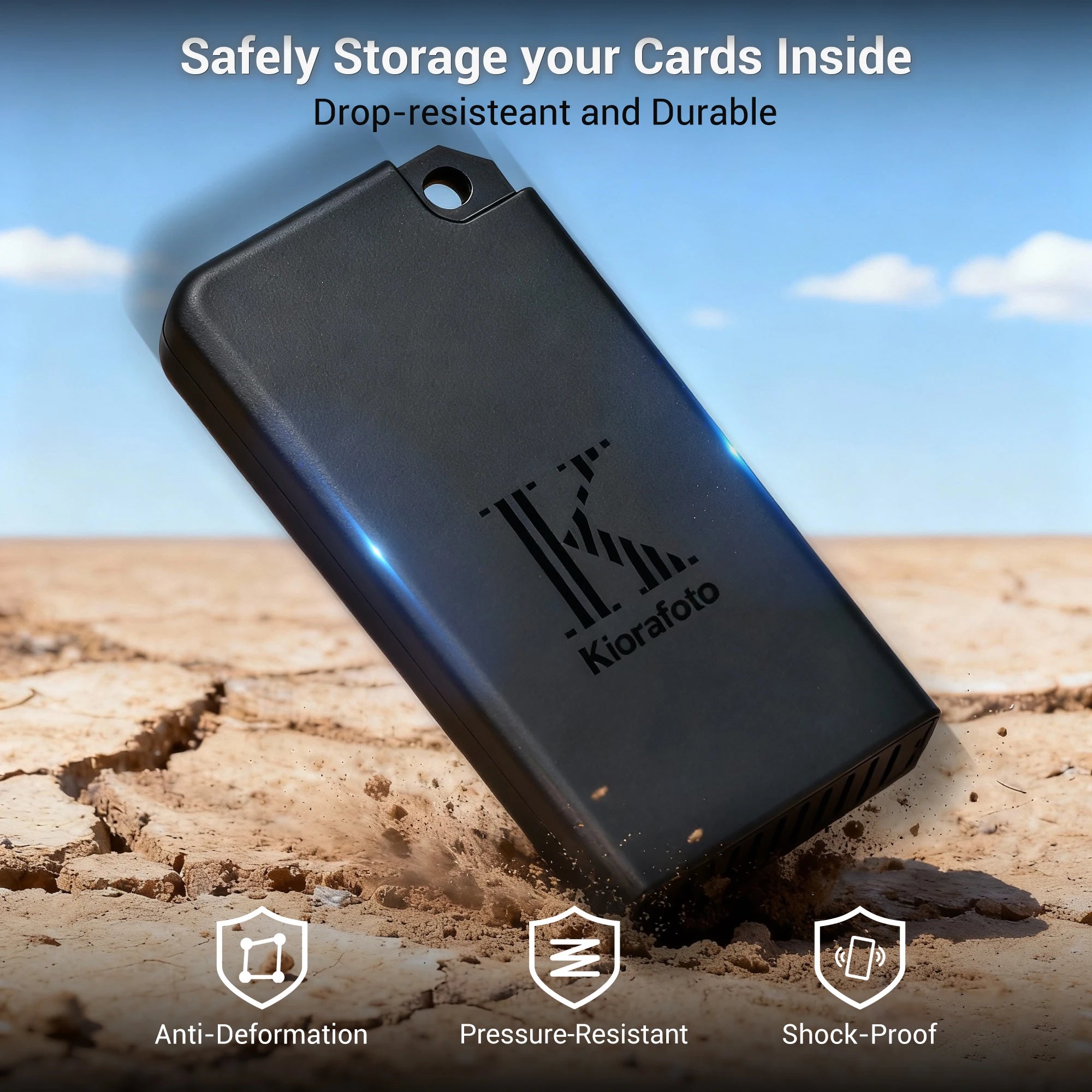Pop-up Slim TF Memory Card Case Holder for 8 TF MSD Cards with Carabiner, Portable Anti-Shock Splash-proof MicroSD Card Case