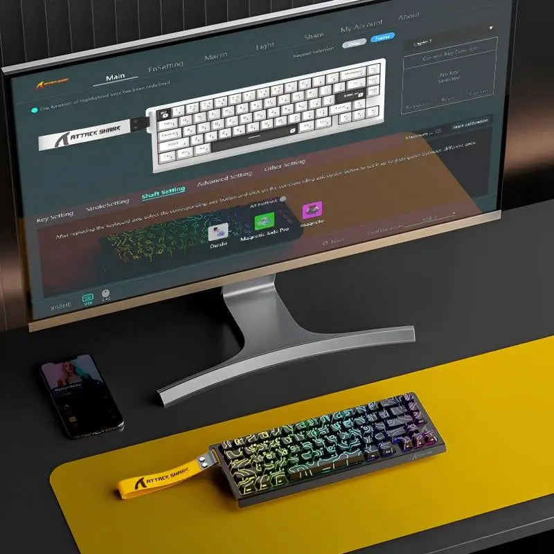 ATTACK SHARK X68HE Wired RGB Keyboard for PC Gaming with PBT Double-Shot Keycaps, 0.01mm Rapid Trigger Accuracy, 128K Scan Rate