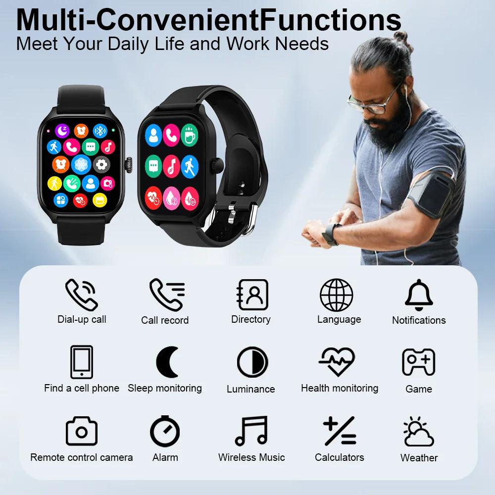 LAXASFIT H9 Smart Watch Dialing Answering Calls Exercise Tracking Heart Rate Sleep Monitor Bluetooth Smartwatch Man Woman Gift