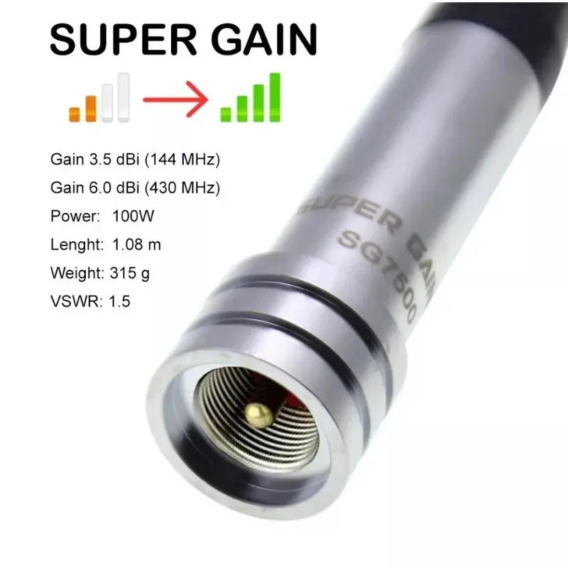 High Gain Antenna Diamond SG-7500 Dual Band VHF/UHF 144/430MHz Stainless Steel 150W 3.5/6.0dBi Antenna for Ham Car Mobile Radio
