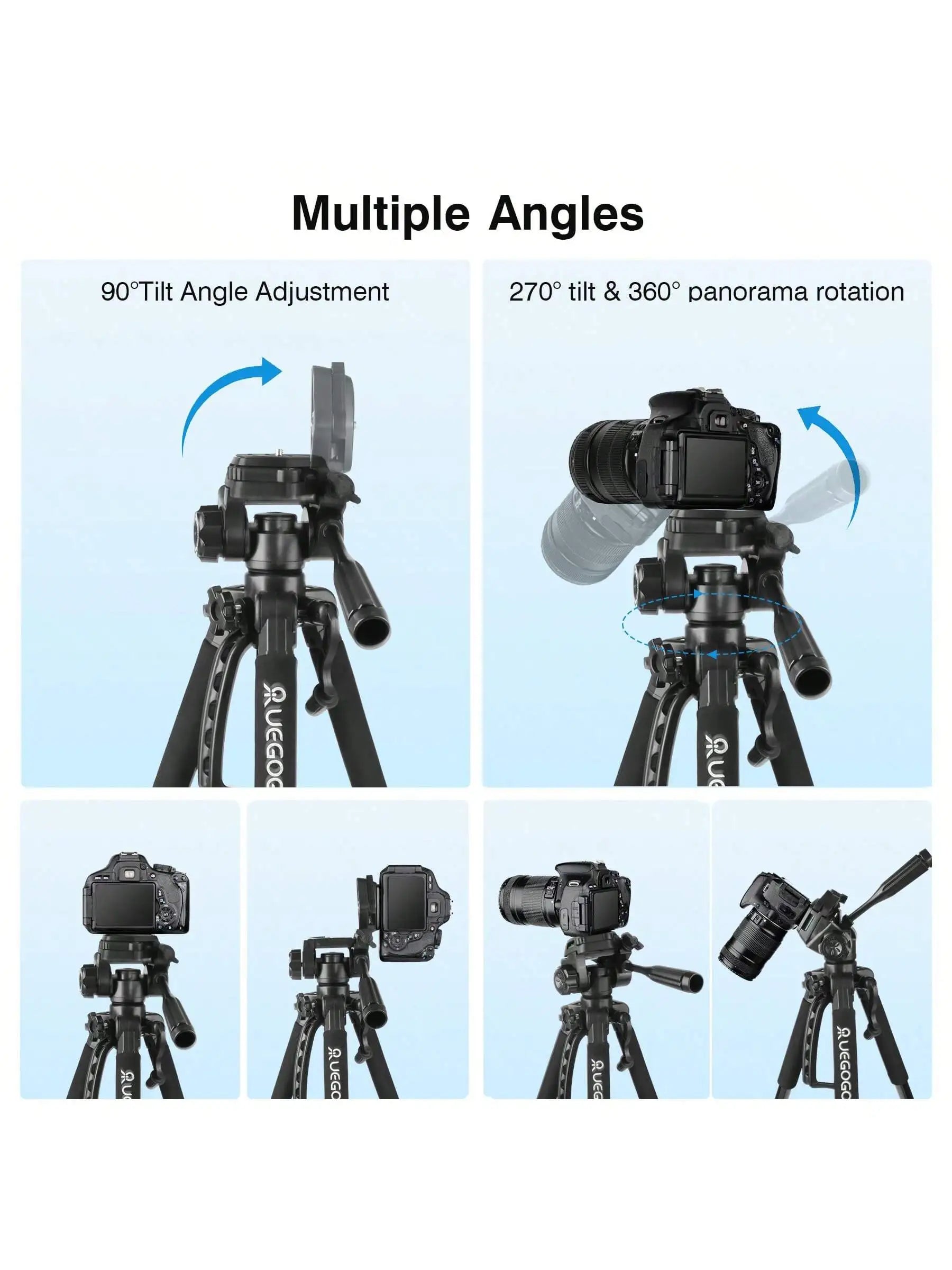 152cm Tripod Stand, 60 Inch Professional Camera Tripod Kit - Sturdy, Portable, With Carry Bag And Phone Holder