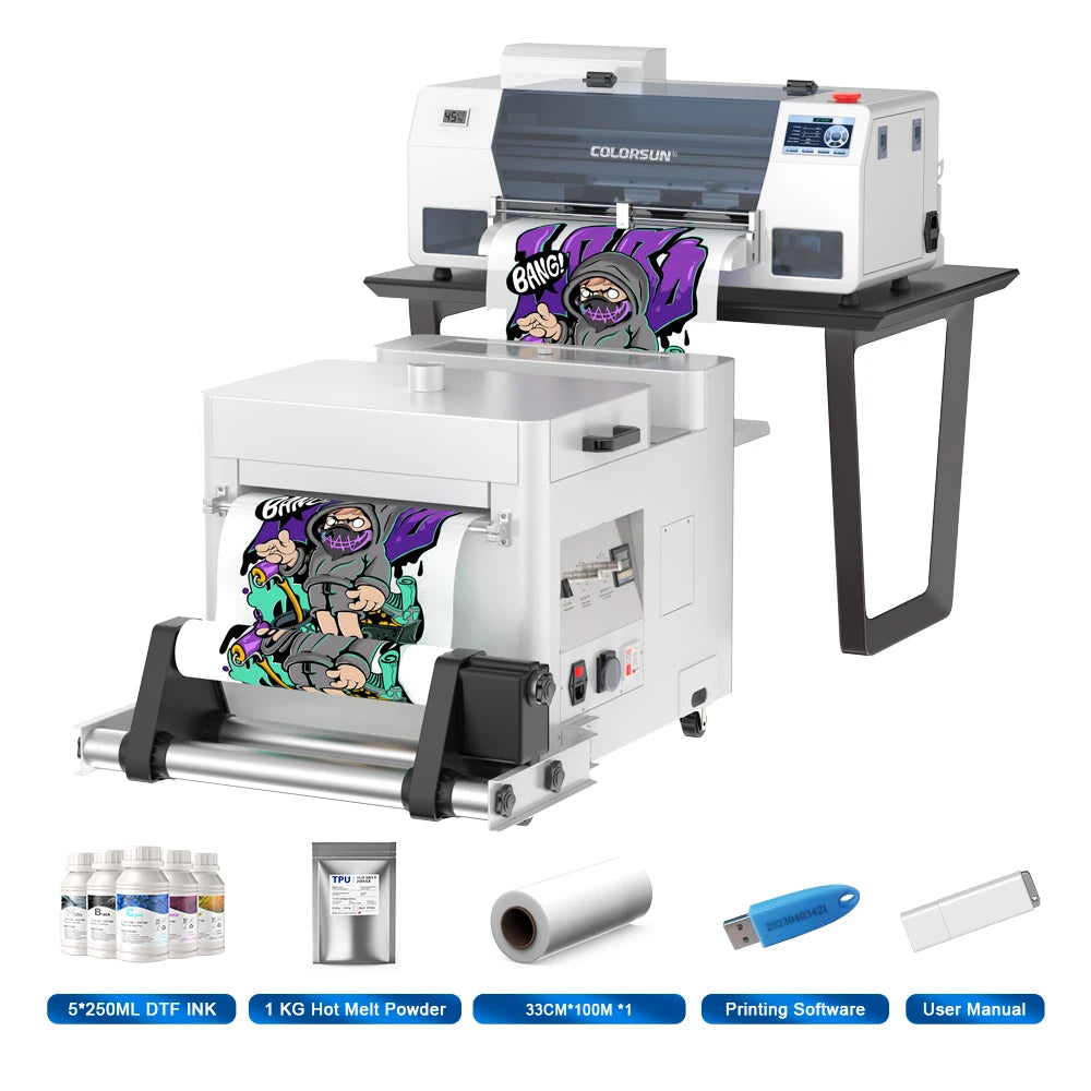 Colorsun A3 DTF Printer XP600 Impressora A3 DTF Printer Direct to FIlm Printing Machine A3 DTF Printer For T-shirt Hoodies