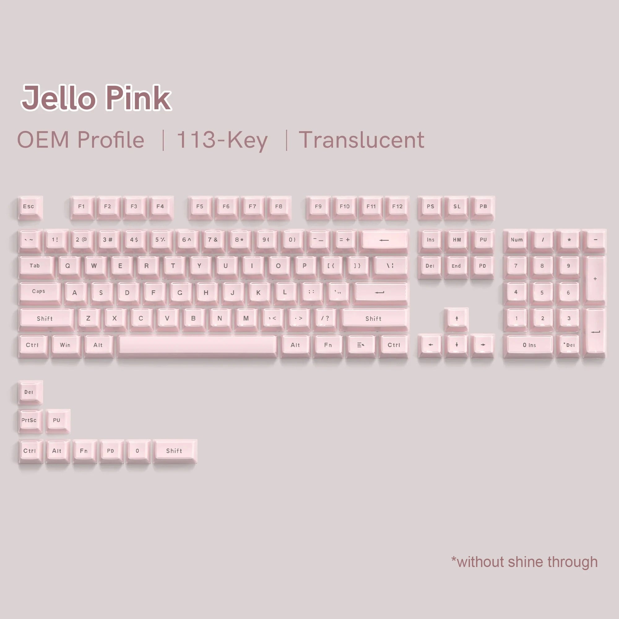 OEM Profile Pink Jello Crystal Keycap Translucent Clear Keyboard Keycap for Cherry Gateron MX Switches Mechanical Gamer Keyboard