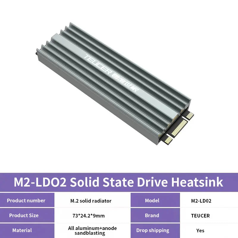 TEUCER SSD Heatsink M.2 NVME Solid State Disk Drive PC Radiator with Thermal Silicone pad for Desktop PC M.2 NVME PS5 Heatsink