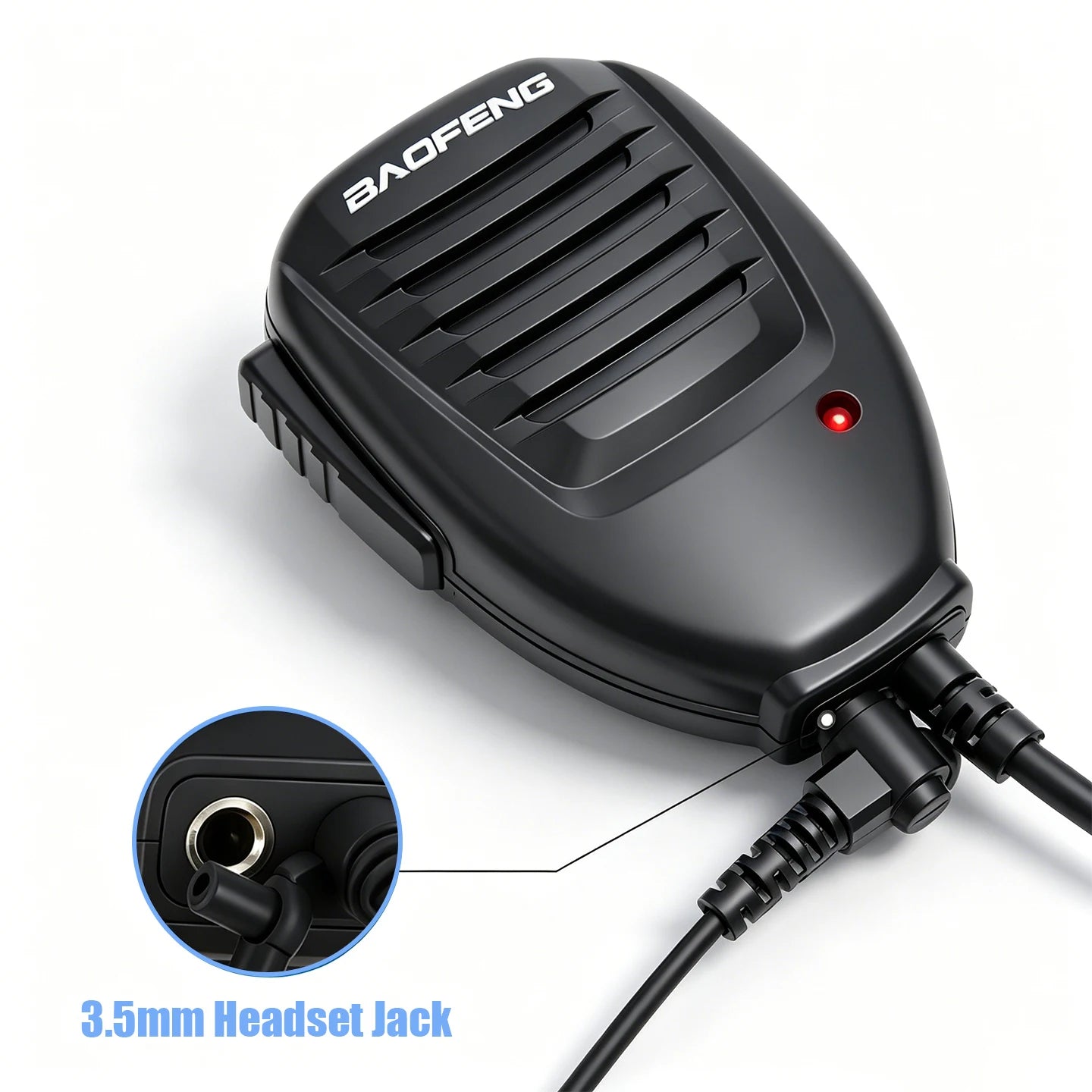 Baofeng Walkie-Talkie Handset, Microphone, Shoulder Microphone, Speakerphone, with Indicator Light, Back Clip, Rotatable, K Head