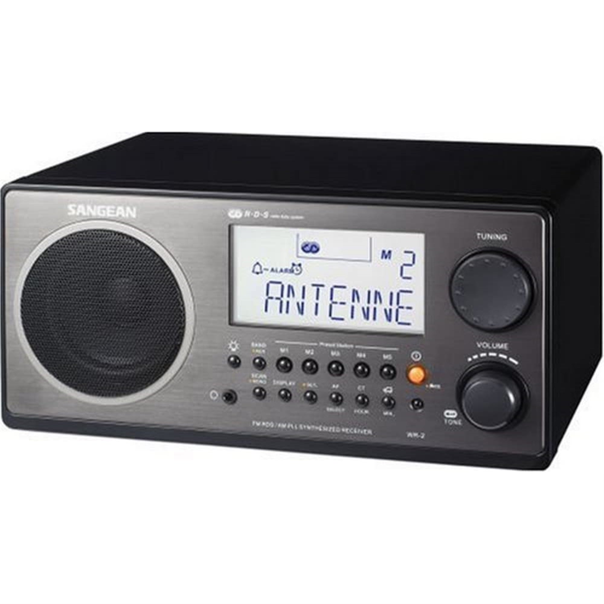 Sangean WR-2 AM / FM-RBDS Wooden Cabinet Digital Tuning Radio (Black)