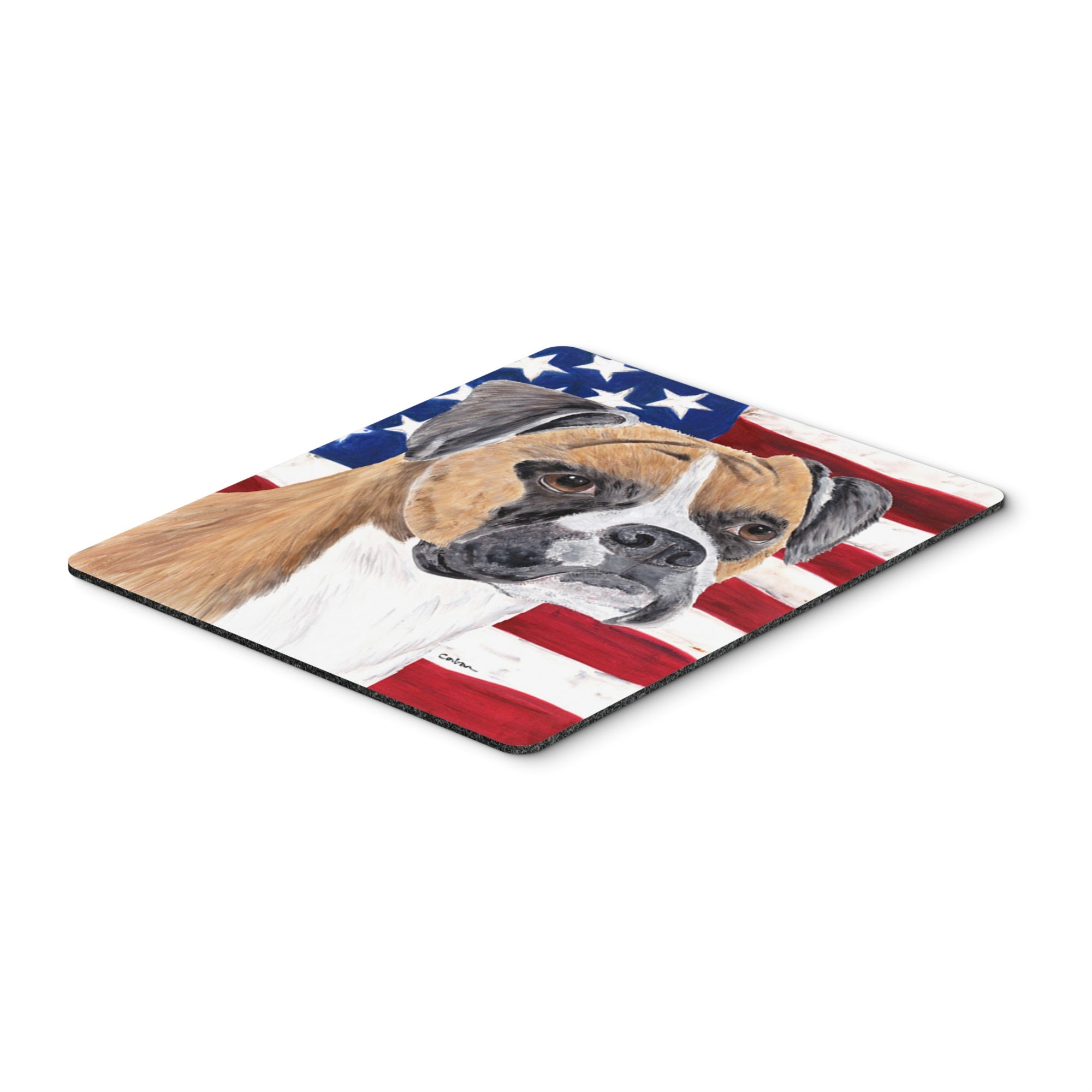 'Caroline'S Treasures Mouse/Hot Pad/Trivet, Usa American Flag With Boxer (Sc9113Mp)''