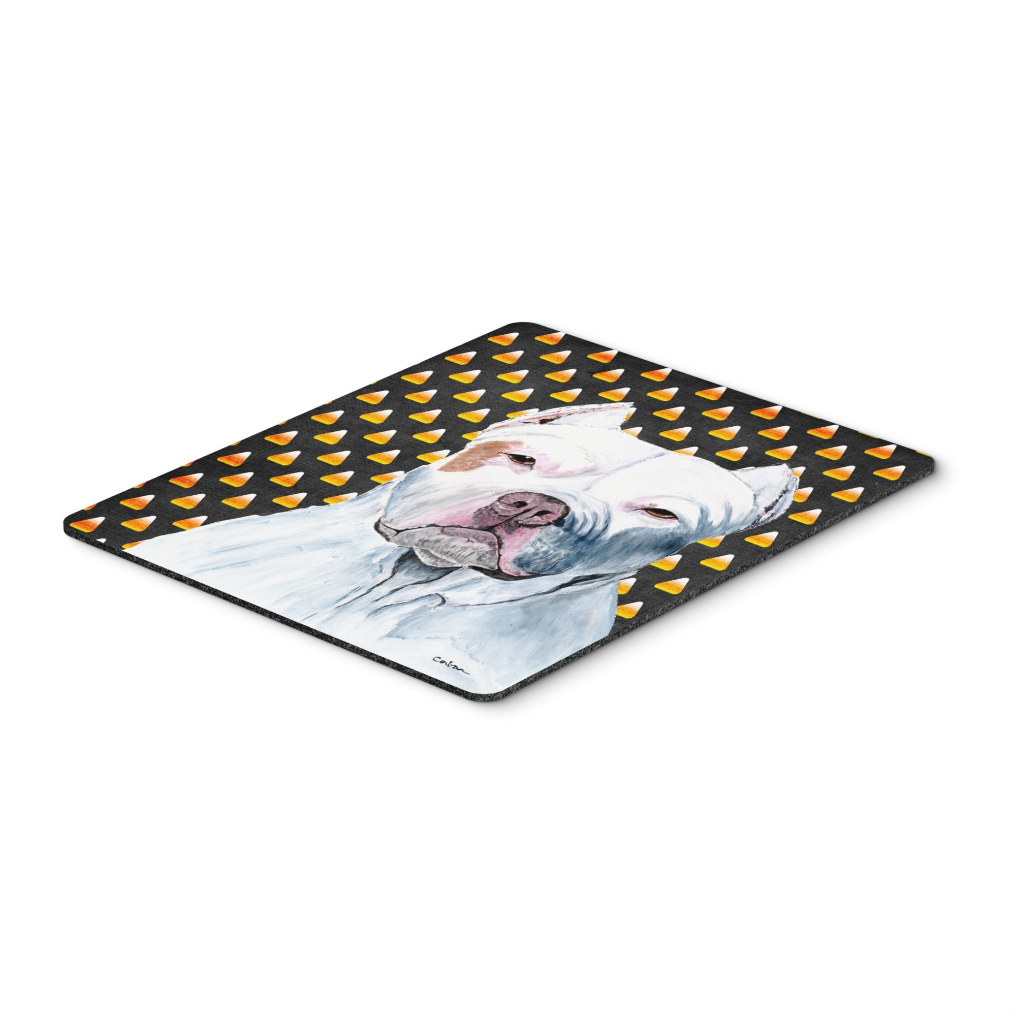 Carolines Treasures Mouse/Hot Pad/Trivet Pit Bull Candy Corn Halloween Portrait (SC9166MP)