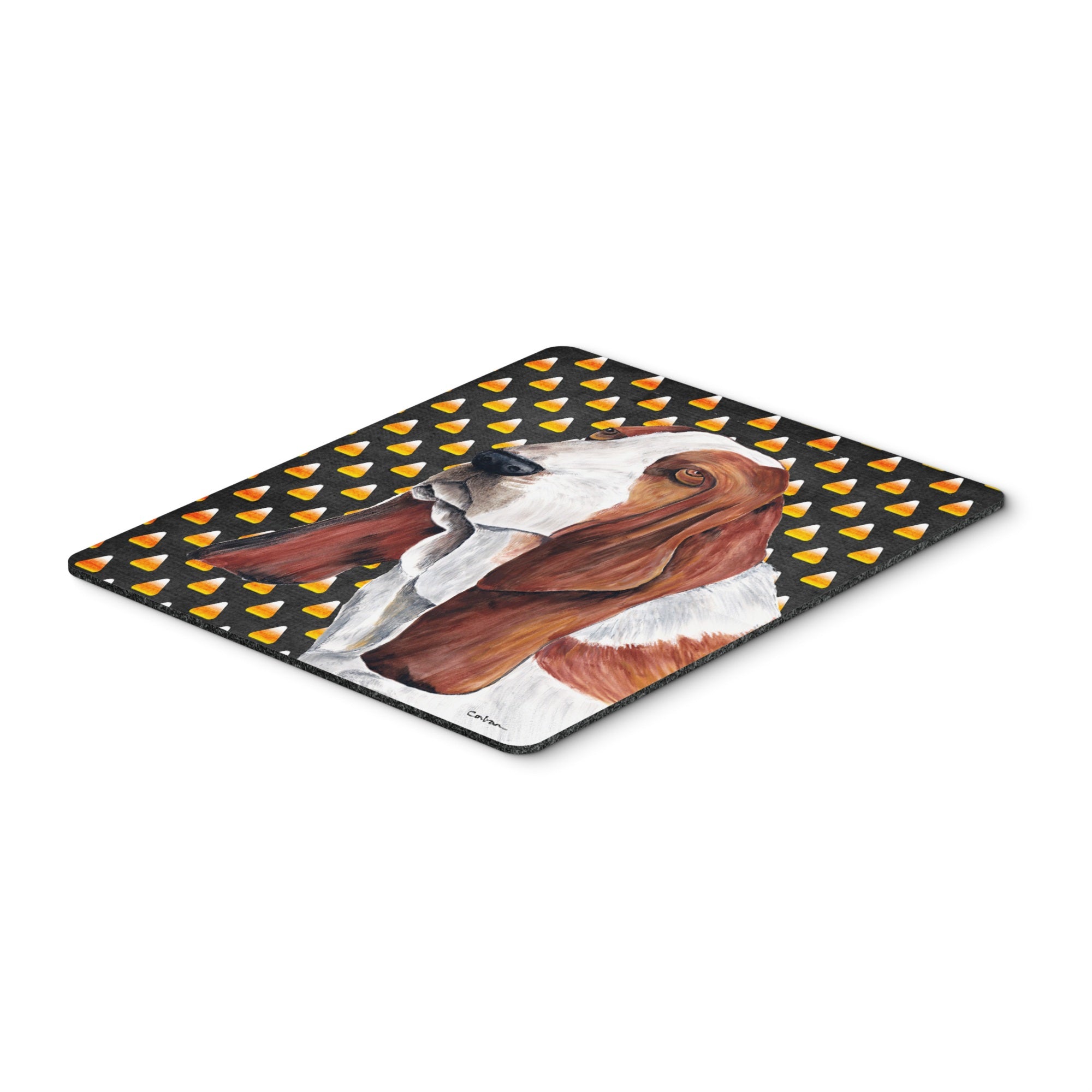 Carolines Treasures Mouse/Hot Pad/Trivet Basset Hound Candy Corn Halloween Portrait (SC9182MP)