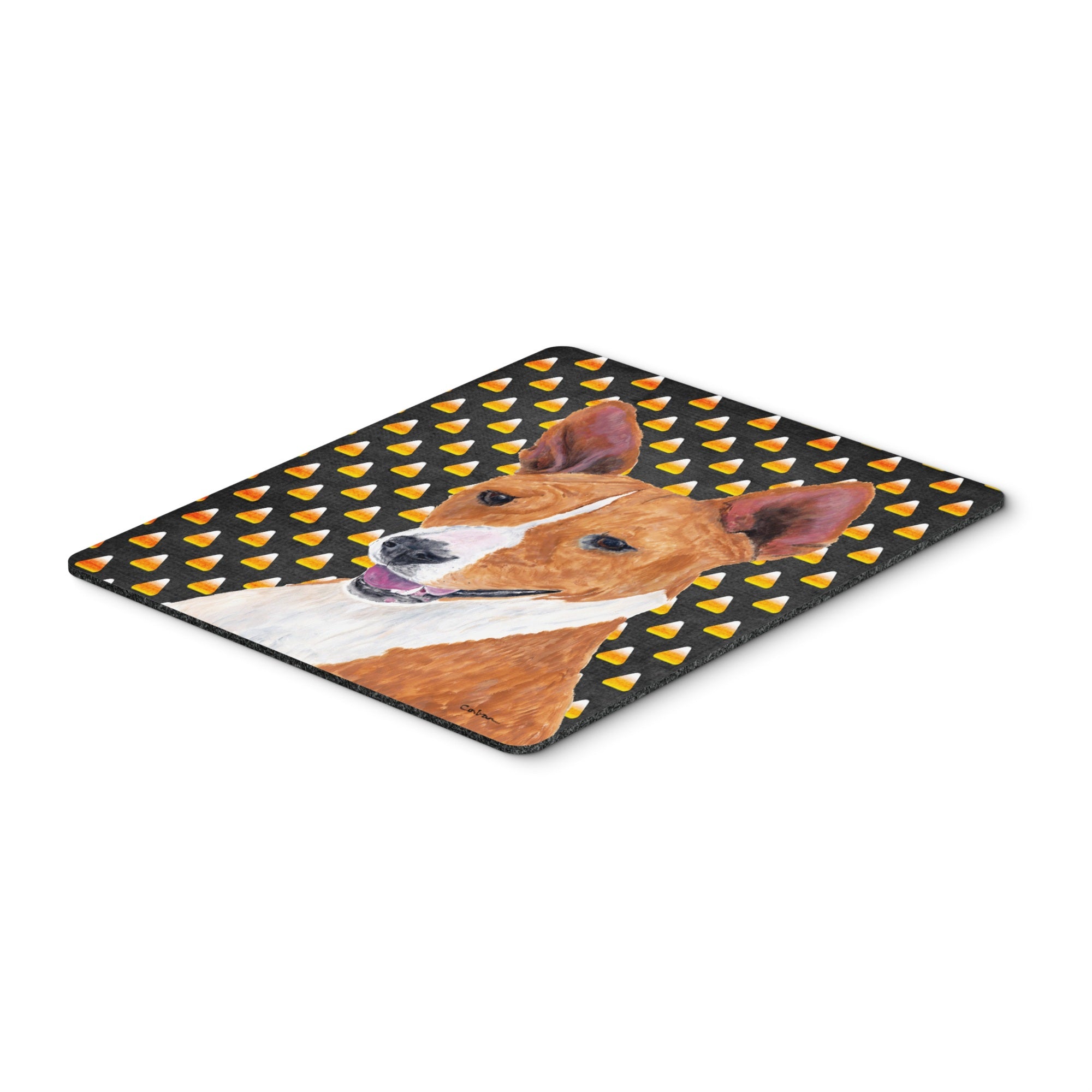 Carolines Treasures Mouse/Hot Pad/Trivet Basenji Candy Corn Halloween Portrait (SC9185MP)