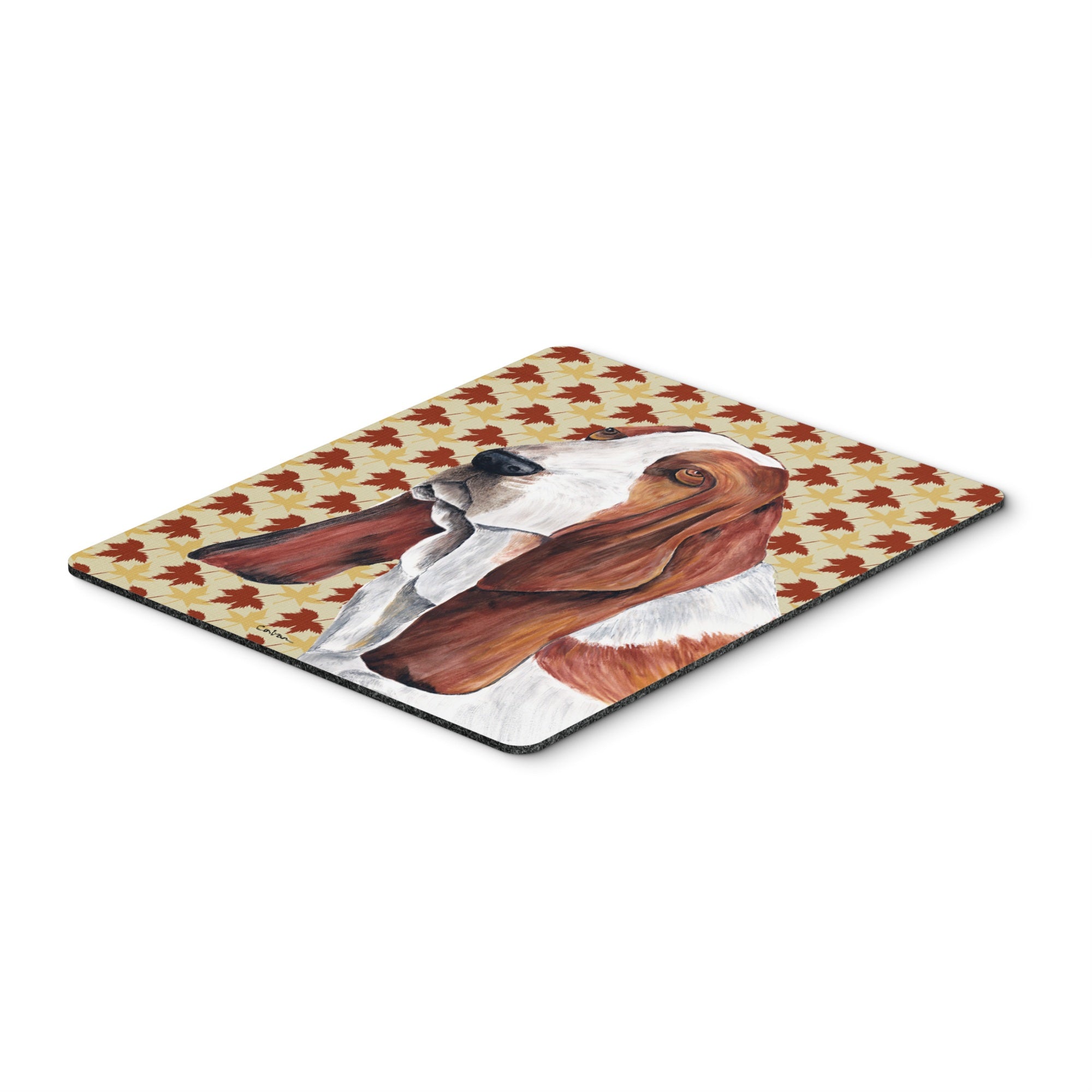 Carolines Treasures Basset Hound Fall Leaves Portrait Mouse Pad/Hot Pad/Trivet (SC9212MP)