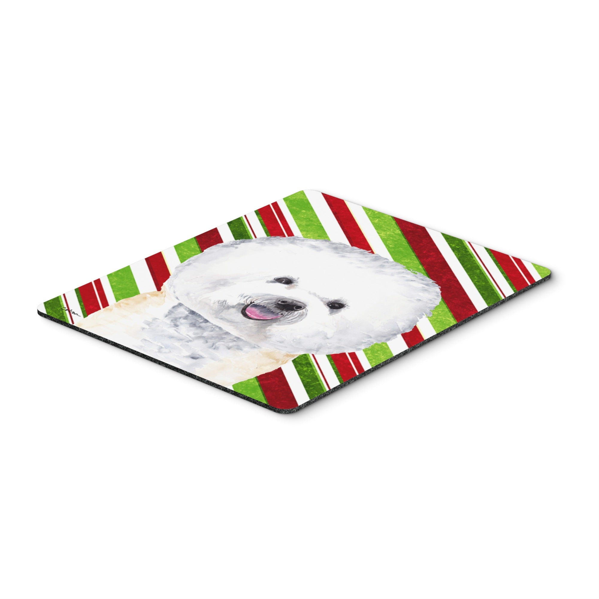 Carolines Treasures Mouse/Hot Pad/Trivet Bichon Frise Candy Cane Holiday Christmas (SC9322MP)
