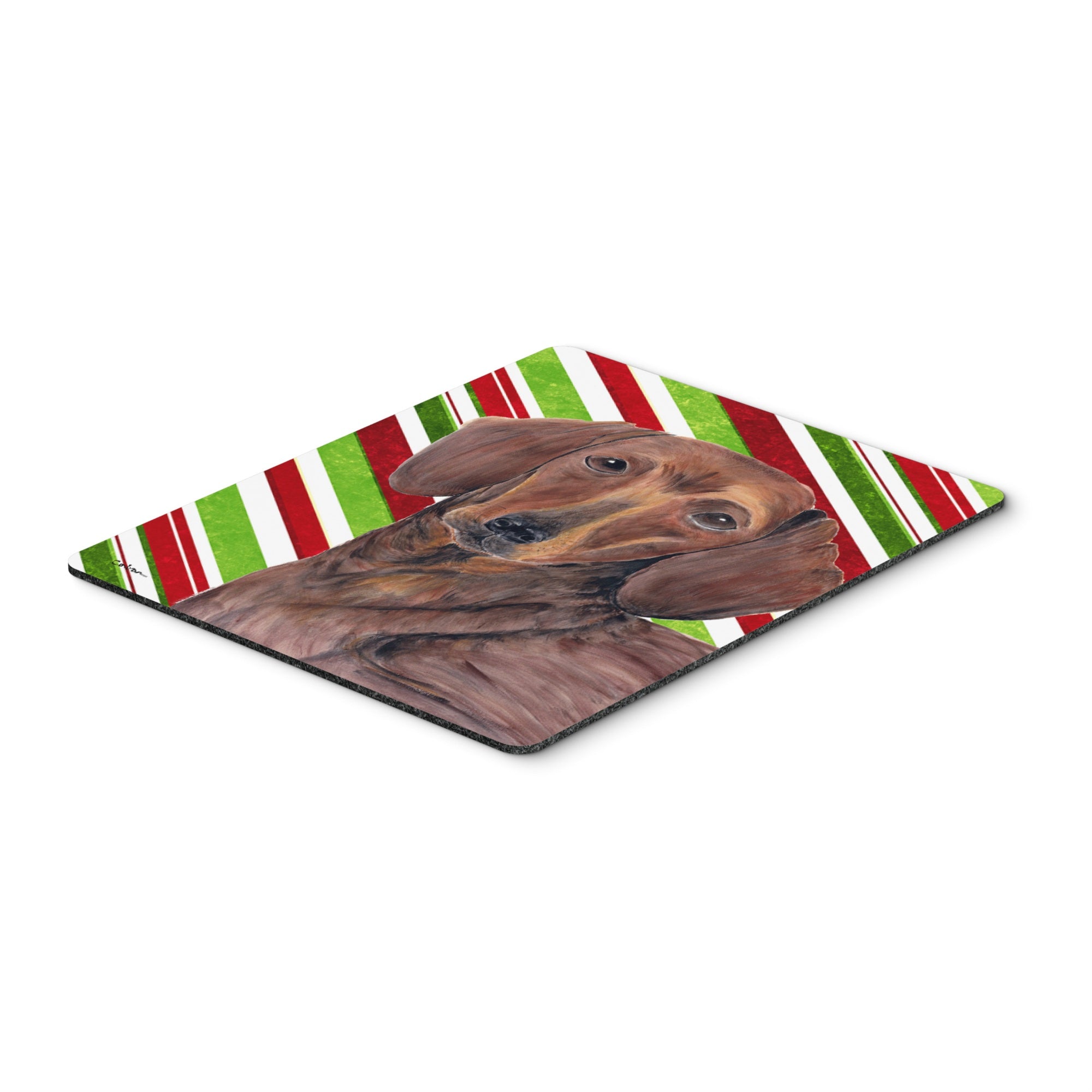 Carolines Treasures Mouse/Hot Pad/Trivet Dachshund Candy Cane Holiday Christmas (SC9328MP)