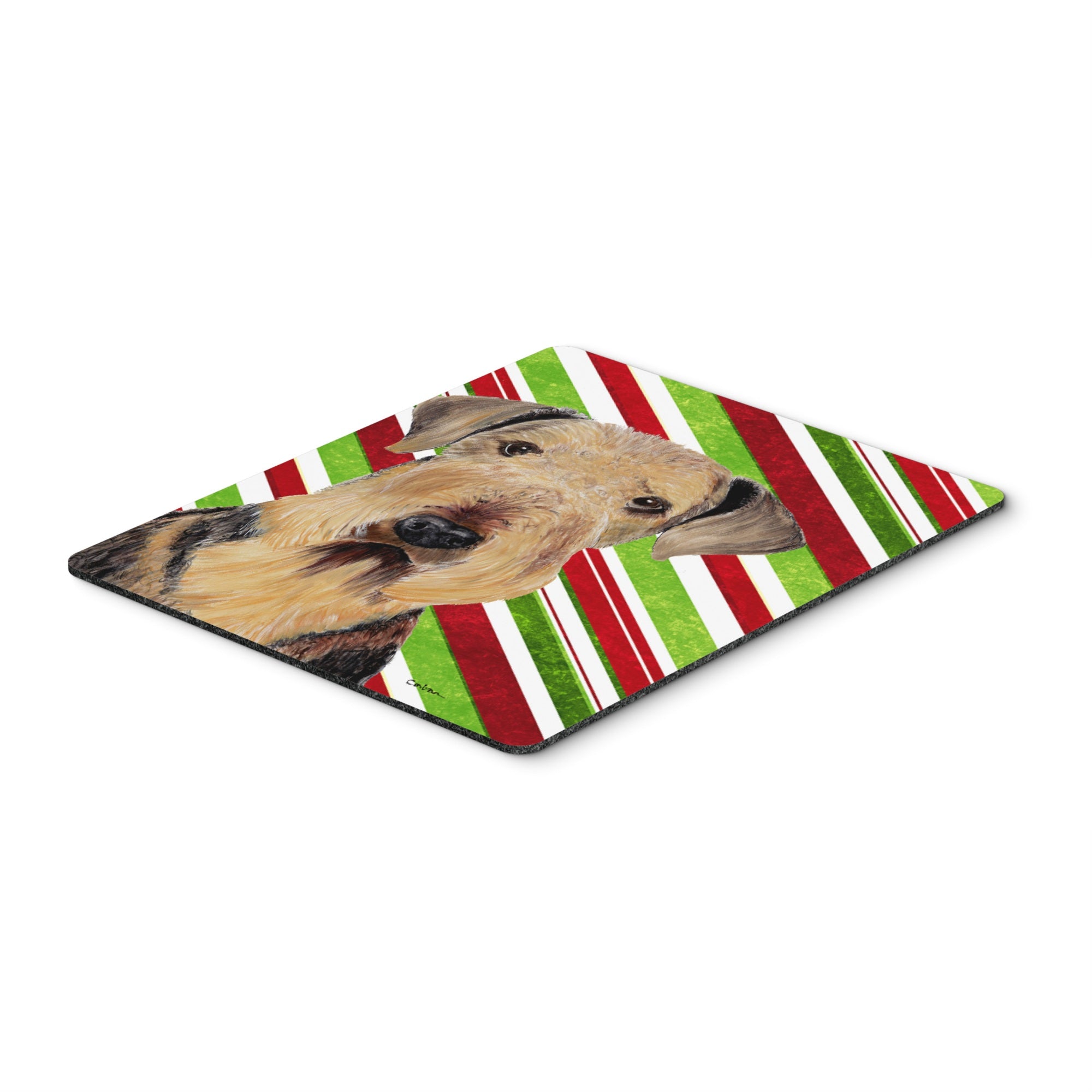 Carolines Treasures Mouse/Hot Pad/Trivet Airedale Candy Cane Holiday Christmas (SC9333MP)
