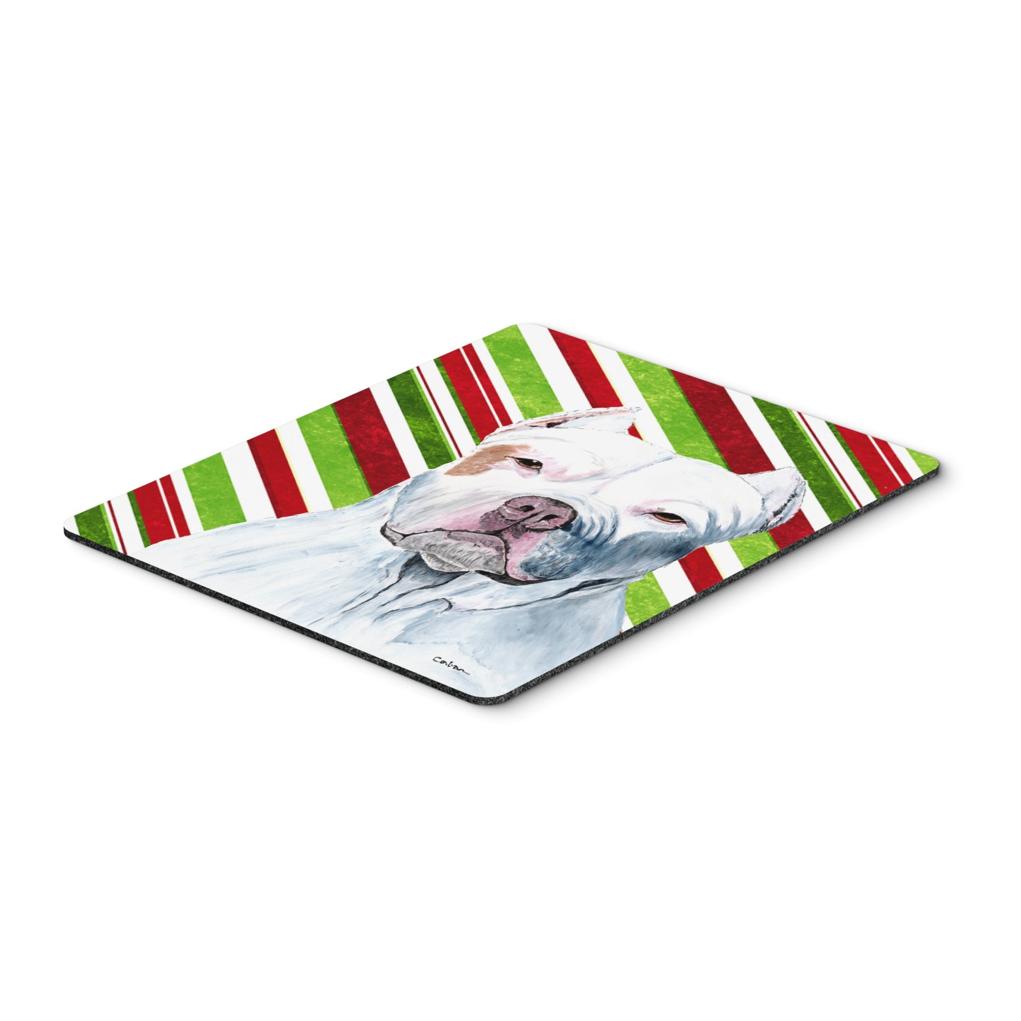 Carolines Treasures Mouse/Hot Pad/Trivet Pit Bull Candy Cane Holiday Christmas (SC9341MP)