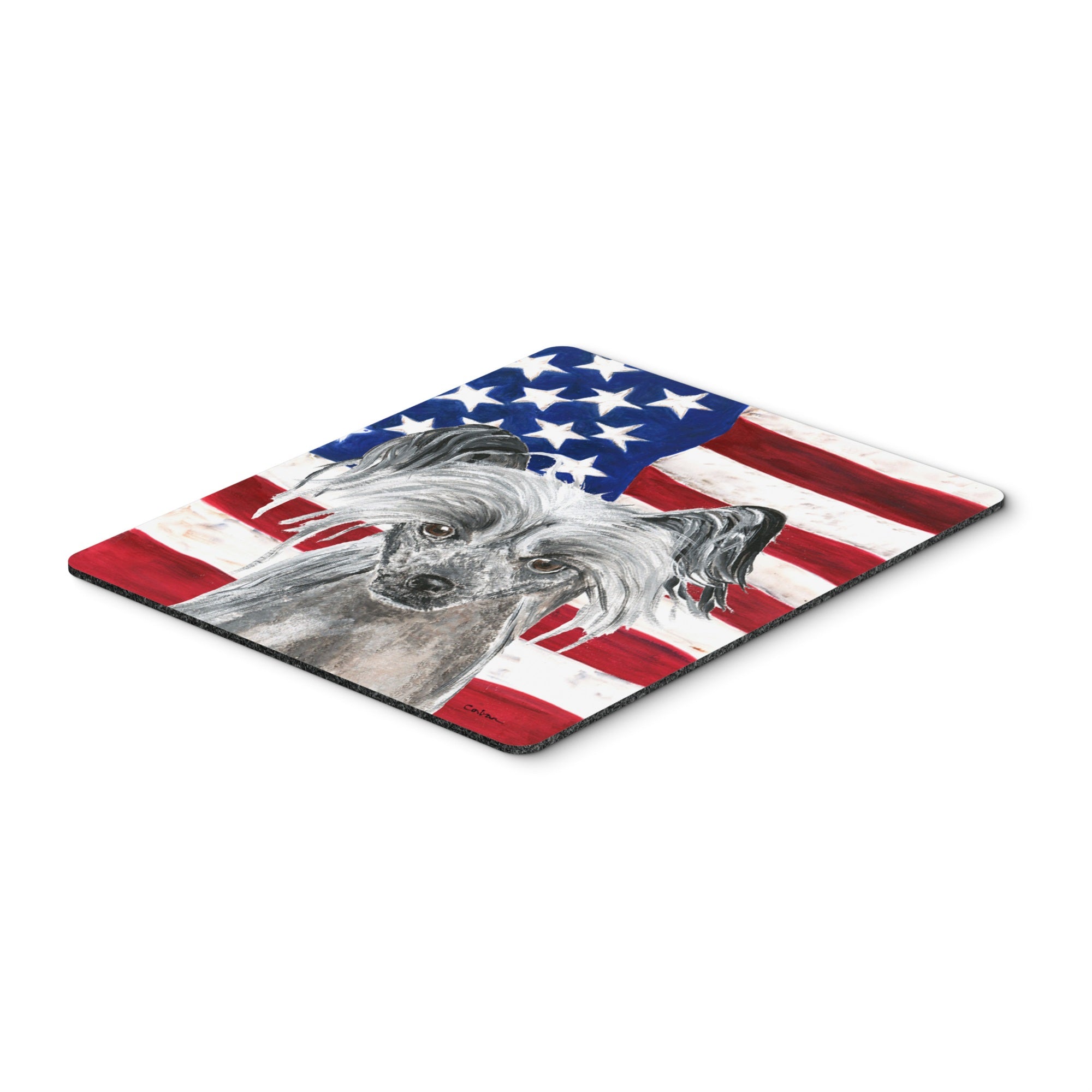 Carolines Treasures Chinese Crested USA American Flag Mouse Pad/Hot Pad/Trivet (SC9522MP)