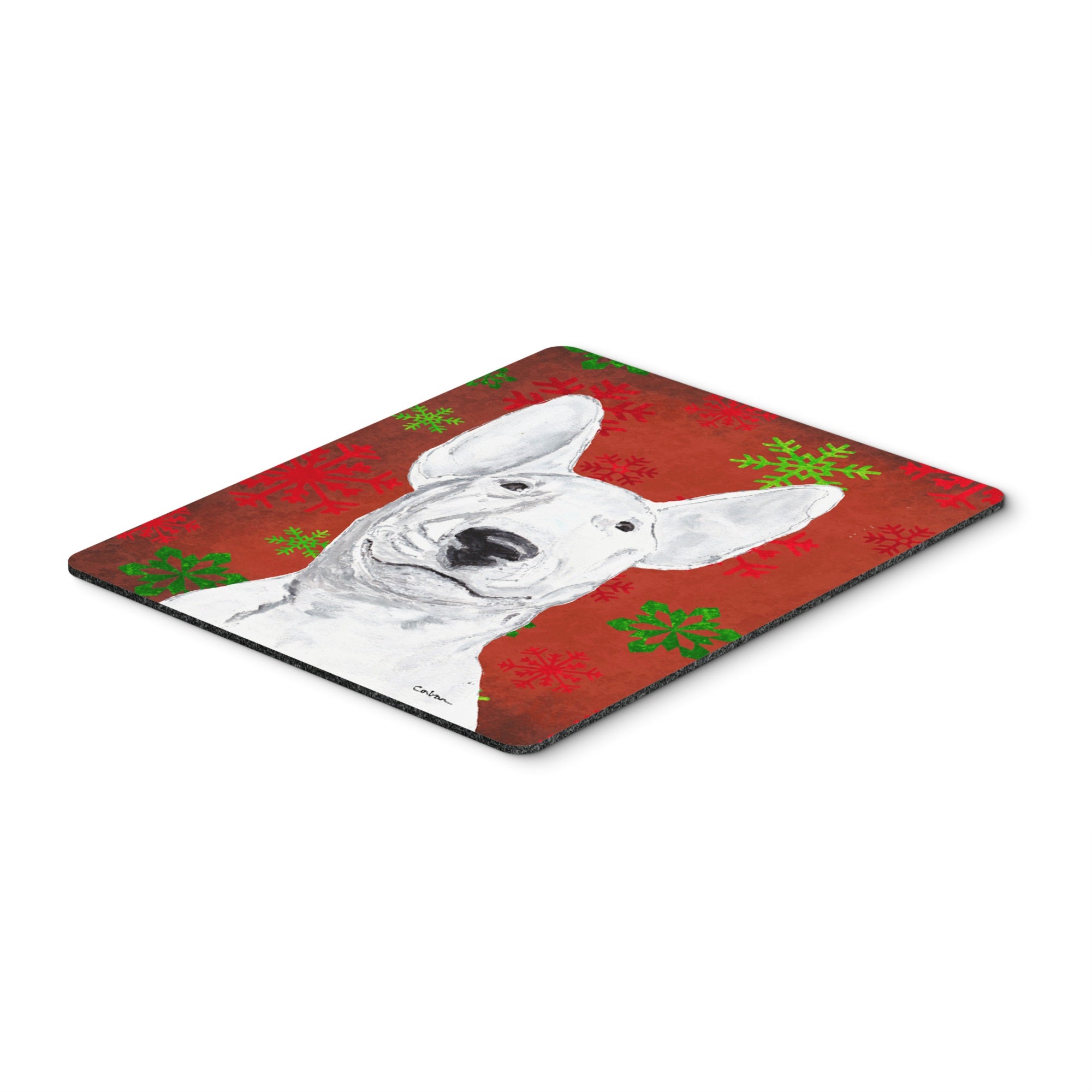 Carolines Treasures Bull Terrier Red Snowflake Christmas Mouse Pad/Hot Pad/Trivet (SC9590MP)