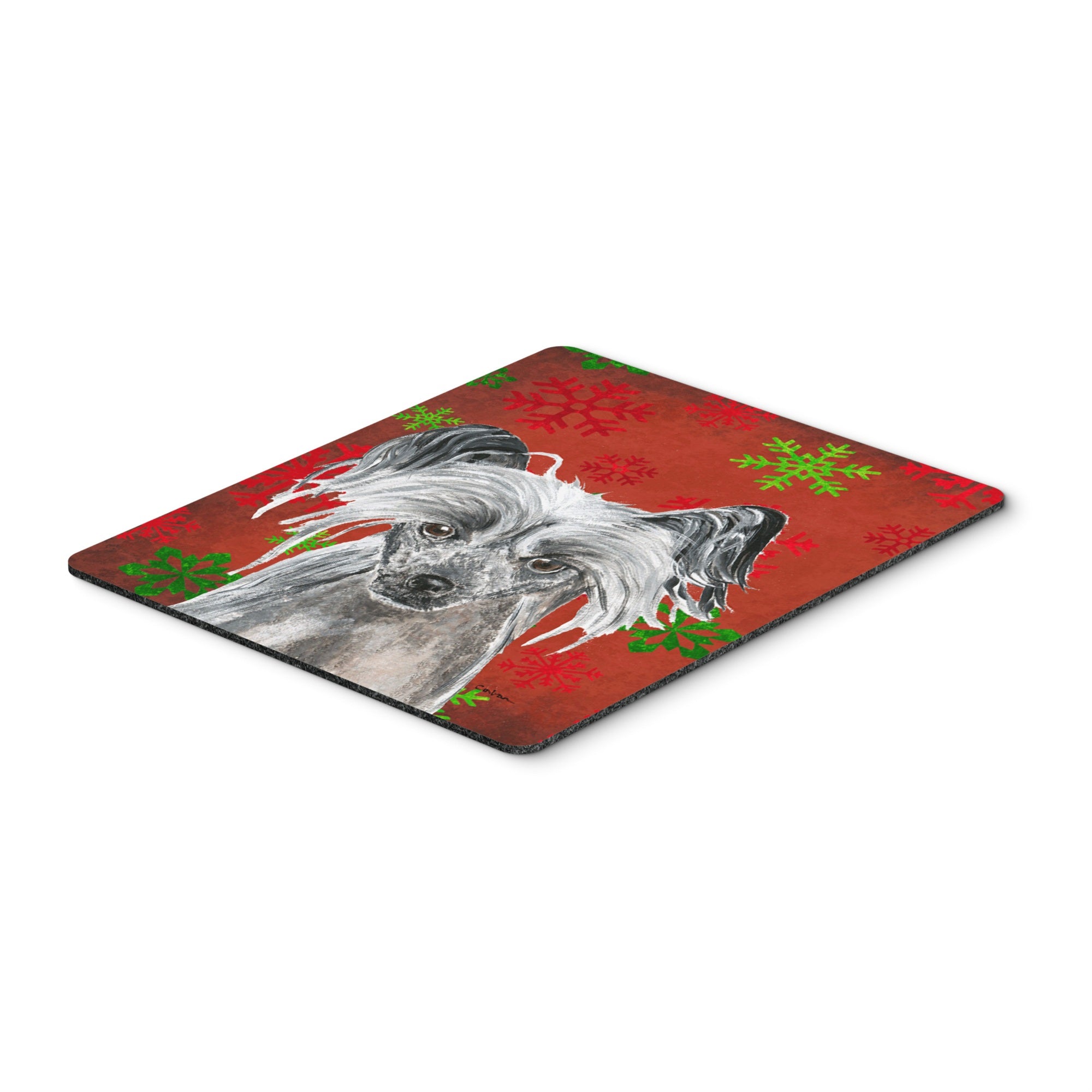 Carolines Treasures Chinese Crested Red Snowflake Christmas Mouse Pad/Hot Pad/Trivet (SC9592MP)