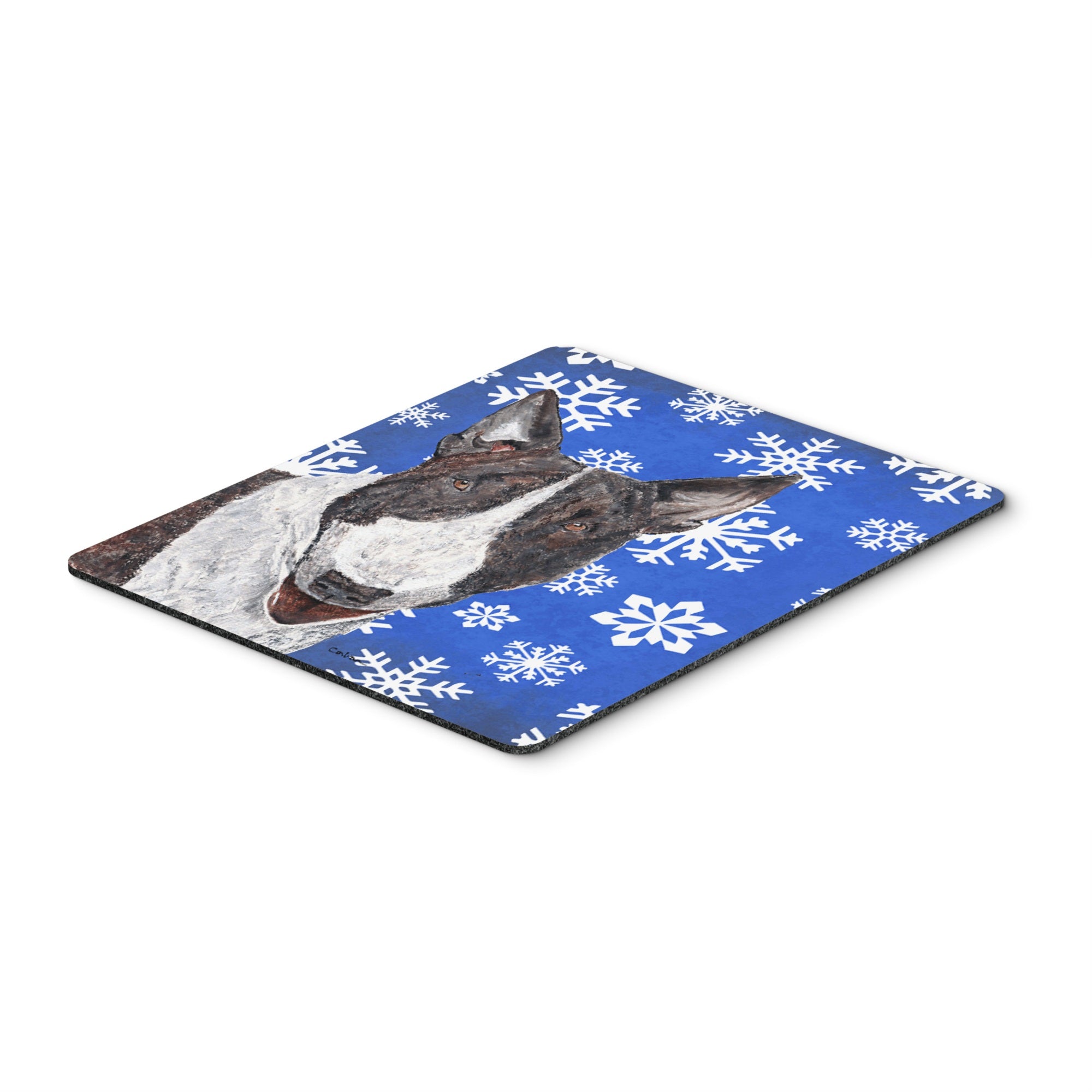Carolines Treasures Bull Terrier Blue Snowflake Winter Mouse Pad/Hot Pad/Trivet (SC9603MP)