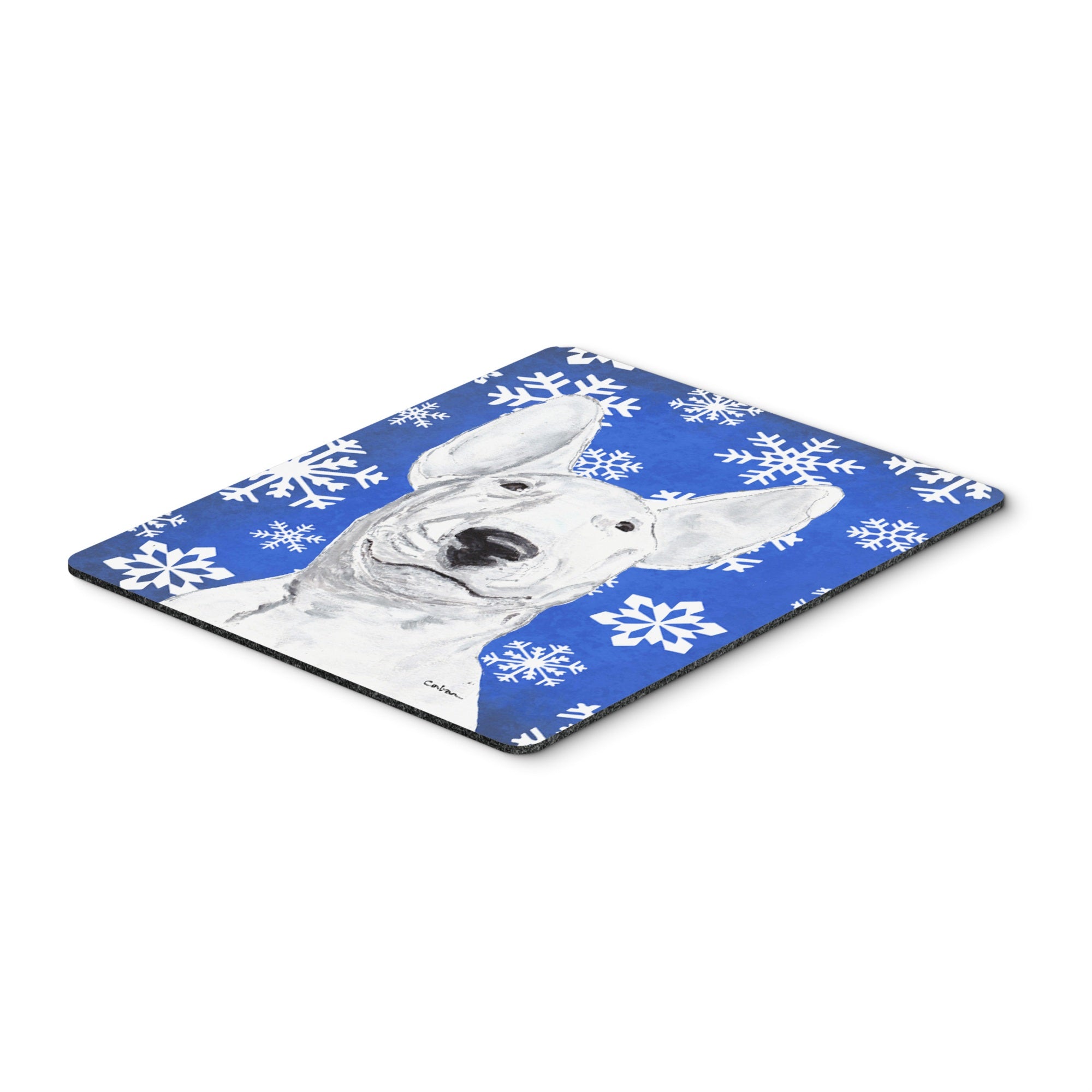 Carolines Treasures Bull Terrier Blue Snowflake Winter Mouse Pad/Hot Pad/Trivet (SC9604MP)