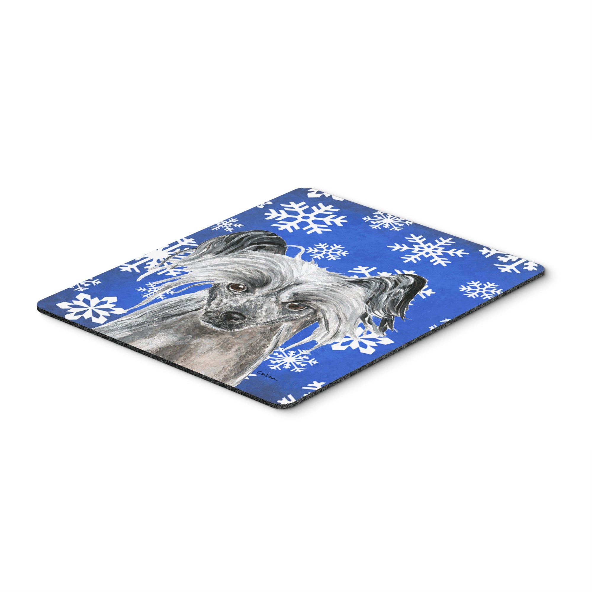 Carolines Treasures Chinese Crested Blue Snowflake Winter Mouse Pad/Hot Pad/Trivet (SC9606MP)
