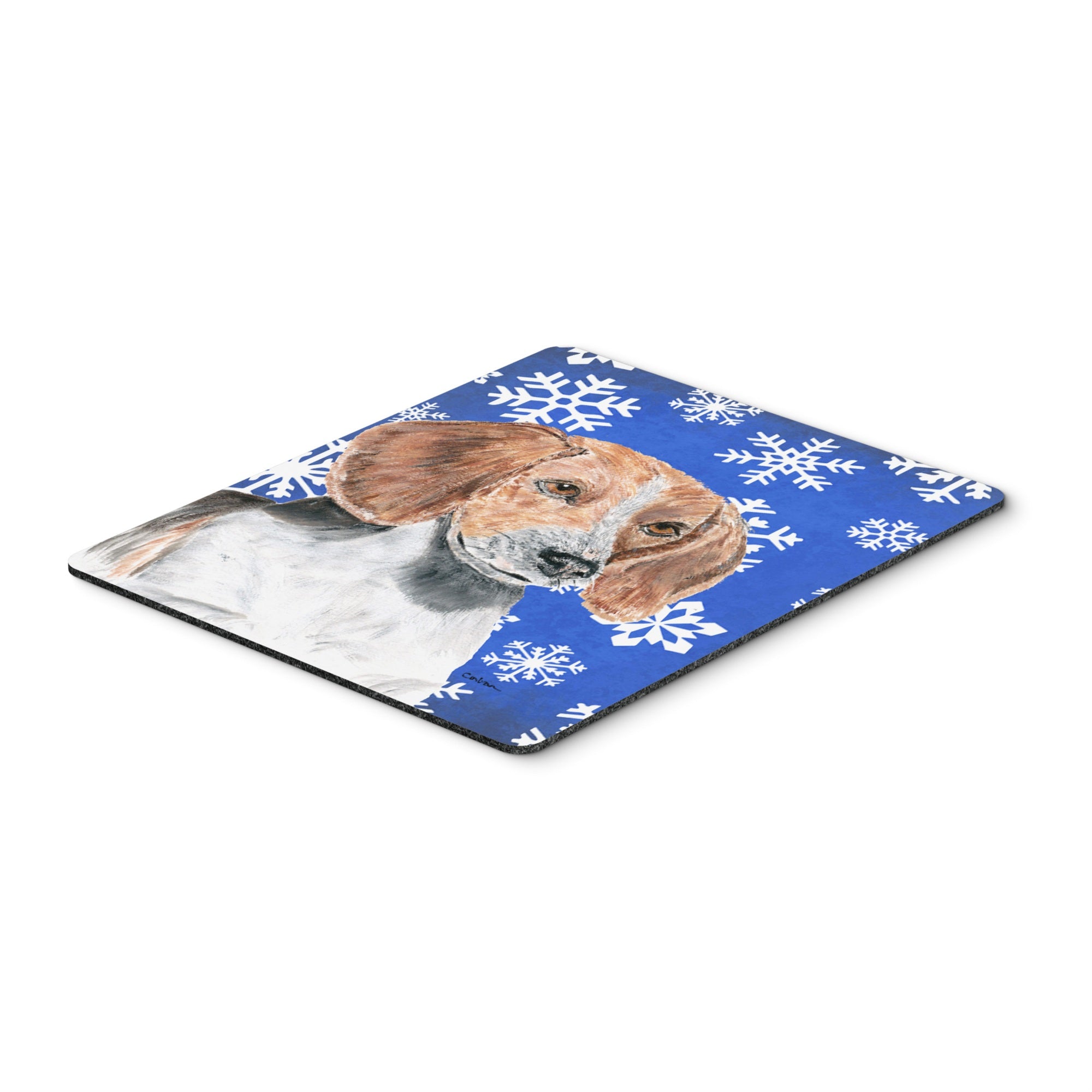 Carolines Treasures English Foxhound Blue Snowflake Winter Mouse Pad/Hot Pad/Trivet (SC9607MP)