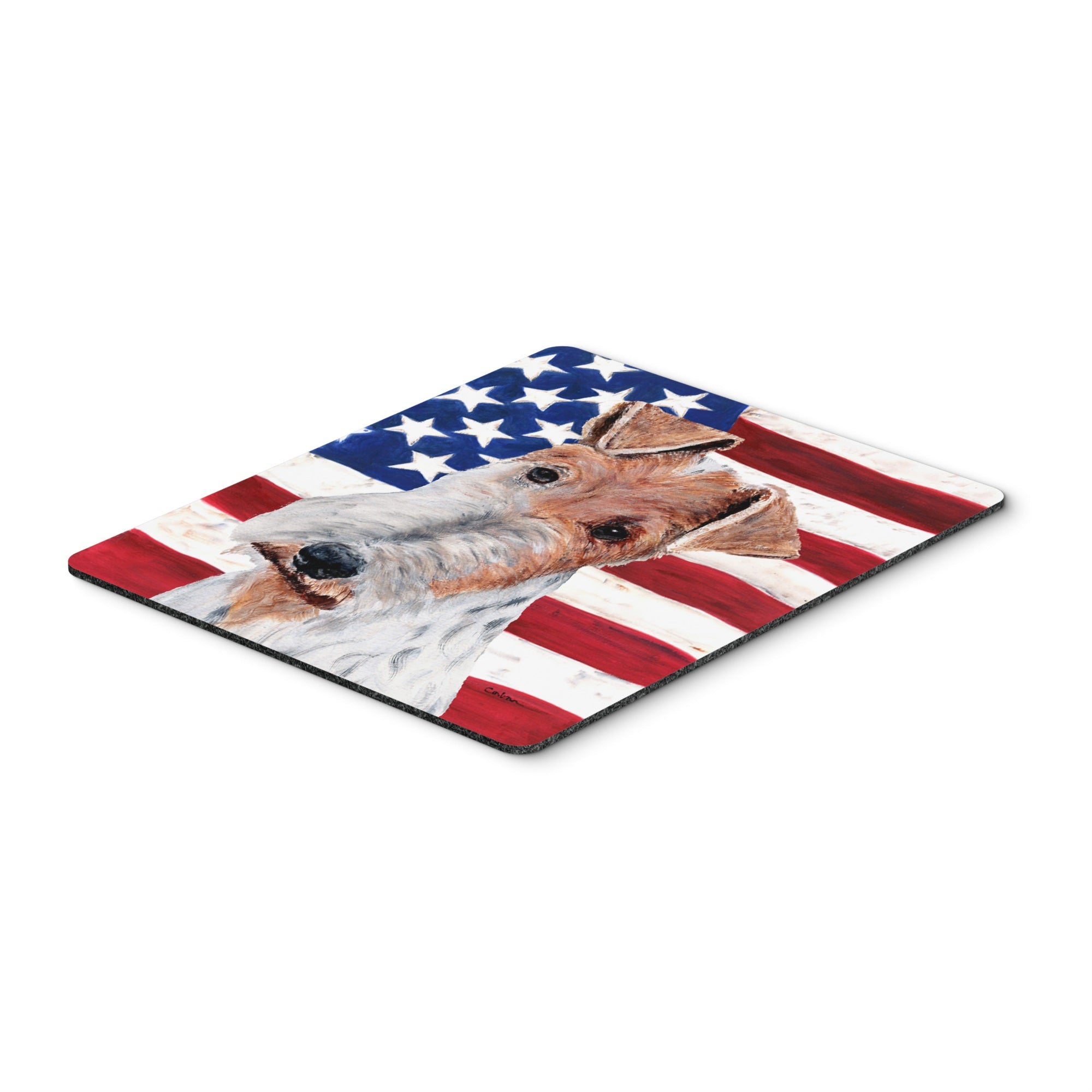 Carolines Treasures Wire Fox Terrier with American Flag USA Mouse Pad/Hot Pad/Trivet (SC9628MP)