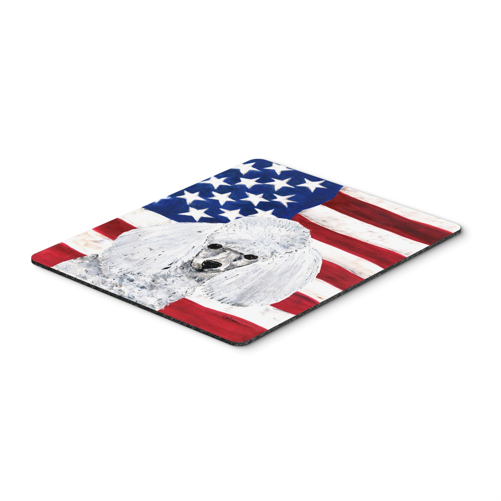 Carolines Treasures White Toy Poodle with American Flag USA Mouse Pad/Hot Pad/Trivet (SC9629MP)