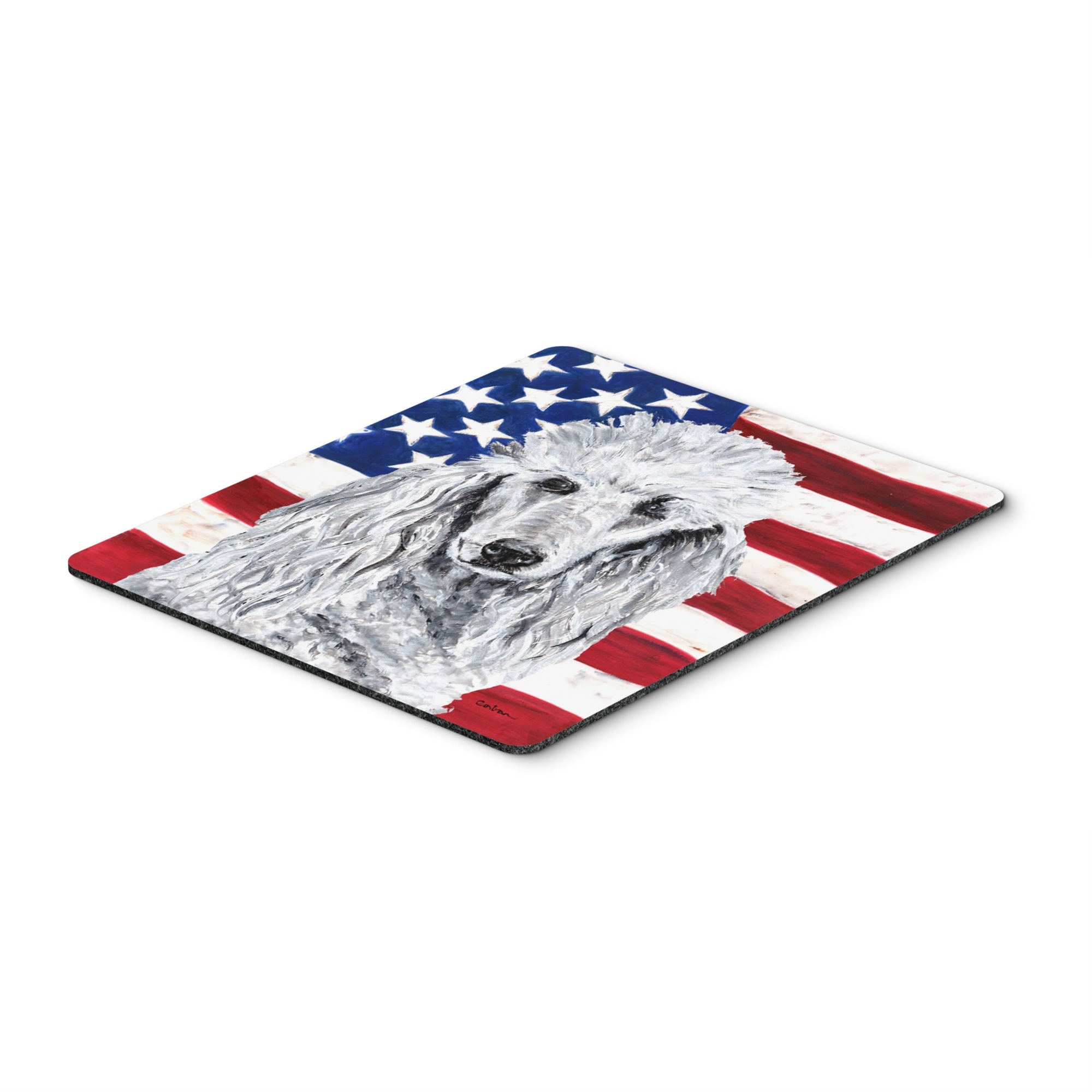 Carolines Treasures White Standard Poodle with American Flag USA Mouse Pad/Hot Pad/Trivet (SC9631MP)