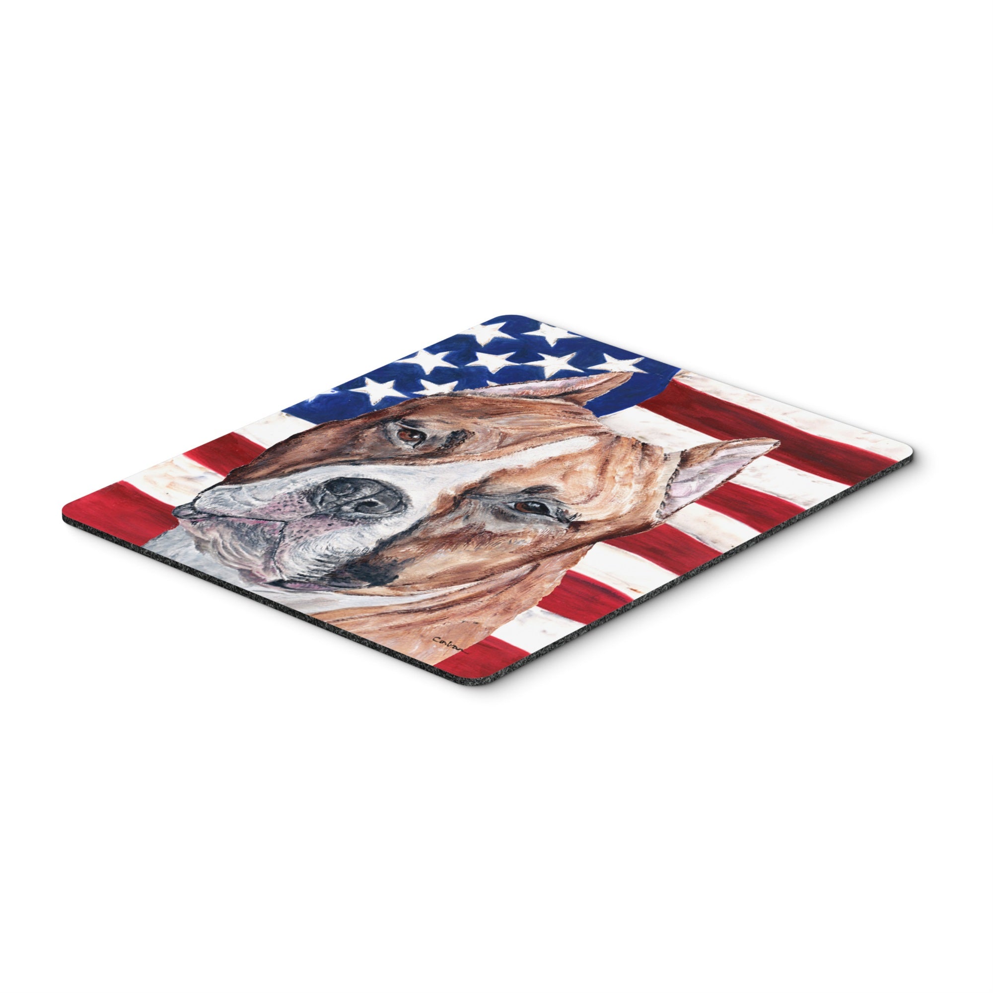 Carolines Treasures Staffordshire Bull Terrier Staffie with American Flag USA Mouse Pad/Trivet (SC9632MP)