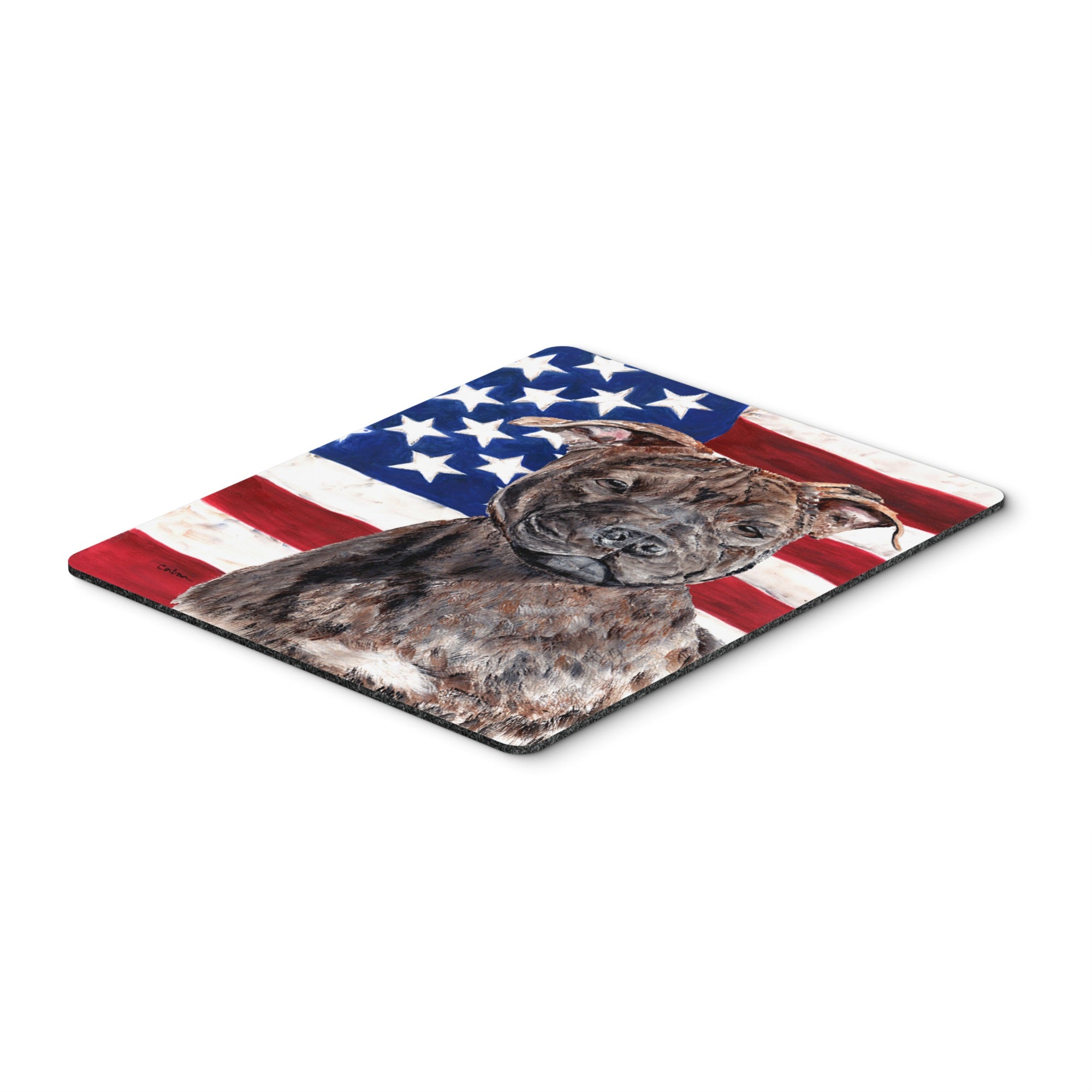 Carolines Treasures Staffordshire Bull Terrier Staffie with American Flag USA Mouse Pad/Trivet (SC9633MP)