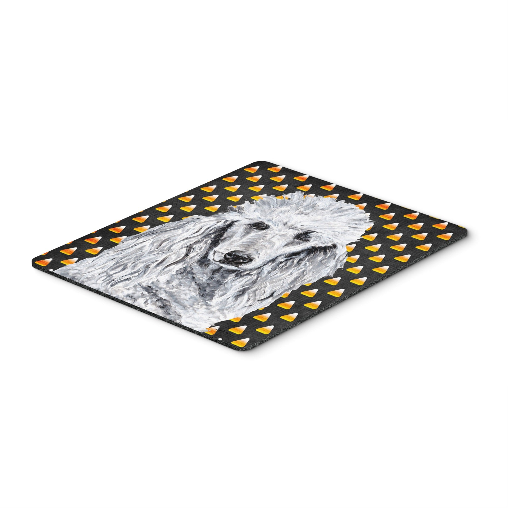 Carolines Treasures White Standard Poodle Candy Corn Halloween Mouse Pad/Hot Pad/Trivet (SC9655MP)